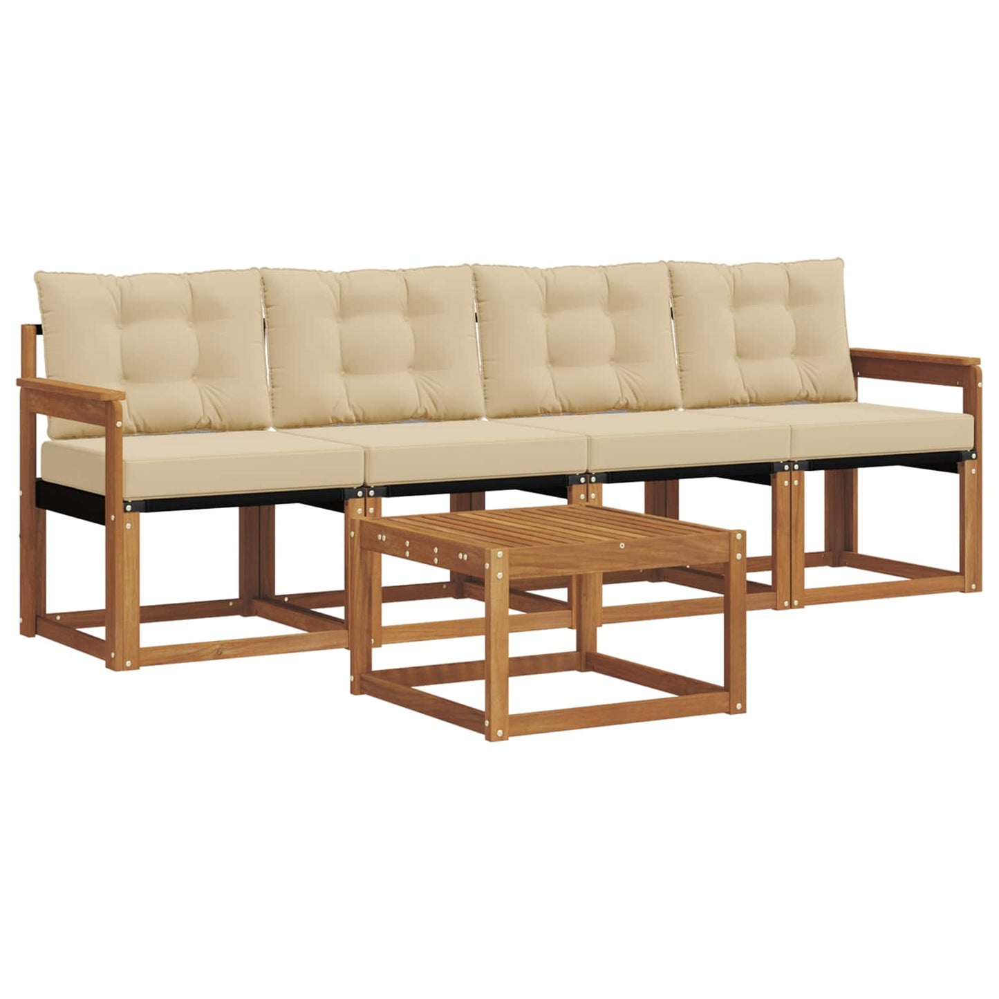 Outdoor-Sofagarnitur 5 stk. Natur und Beige
