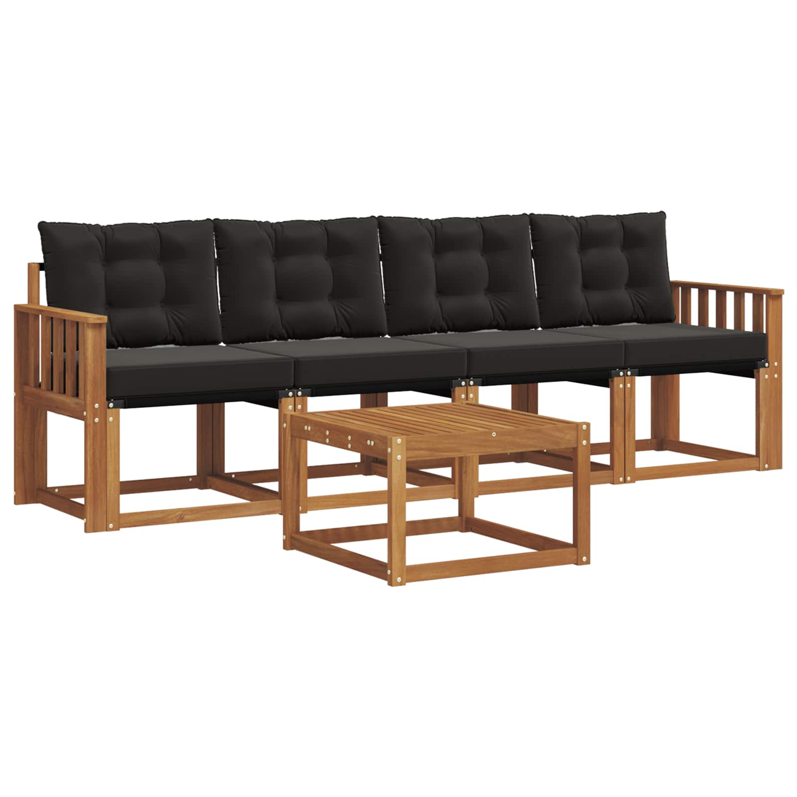 Outdoor-Sofagarnitur mit Kissen 5 pcs Natürlich und Schwarz