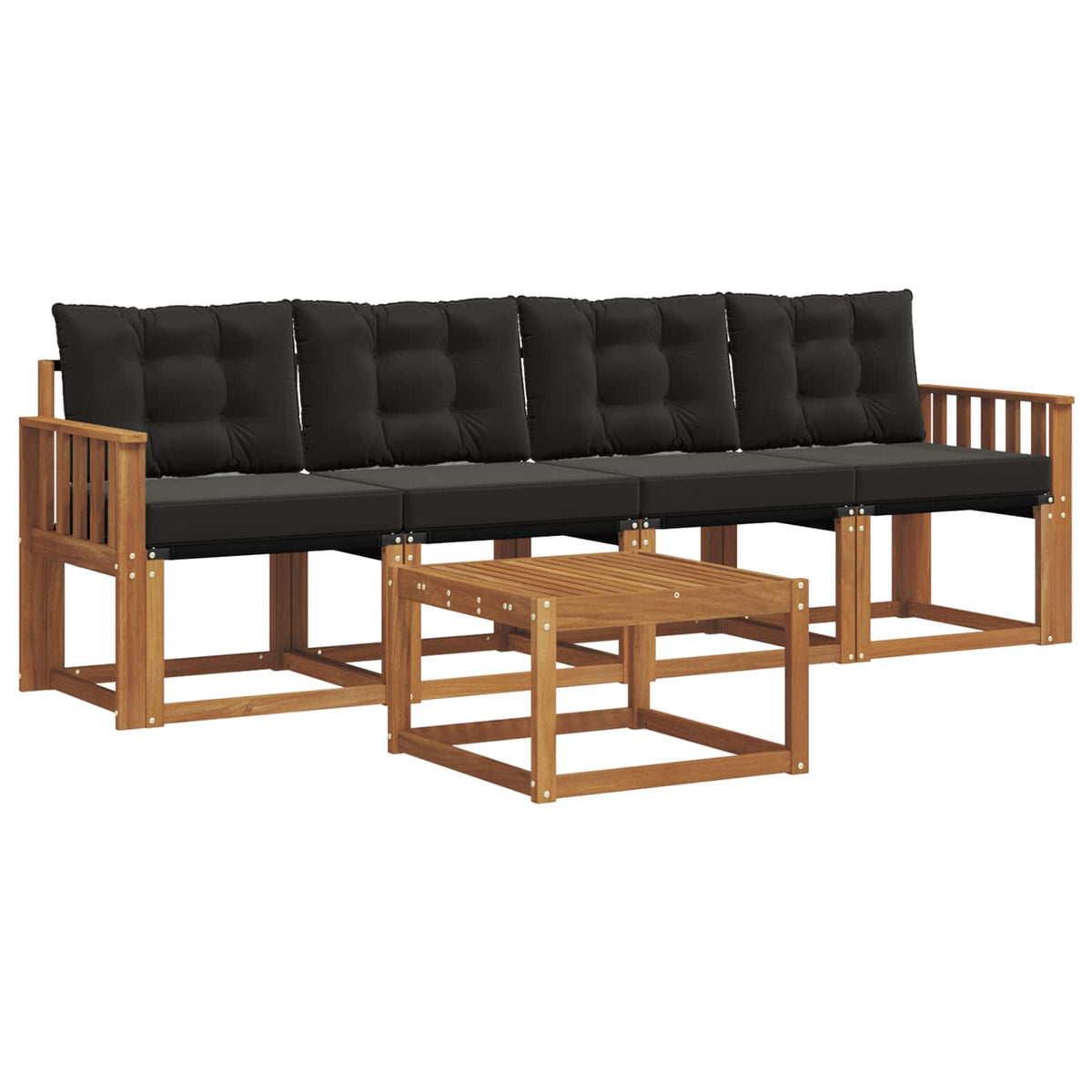 Outdoor-Sofagarnitur 5 stk. Natur und Schwarz