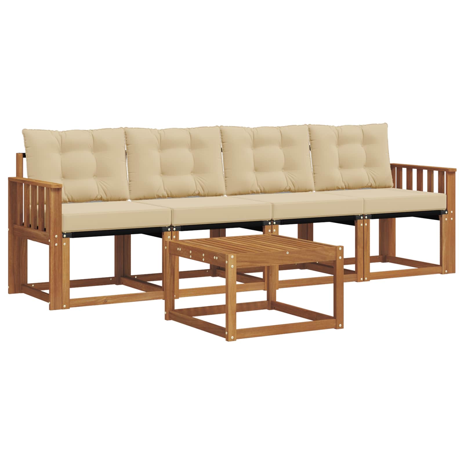 Outdoor-Sofagarnitur 5 stk. Natur und Beige