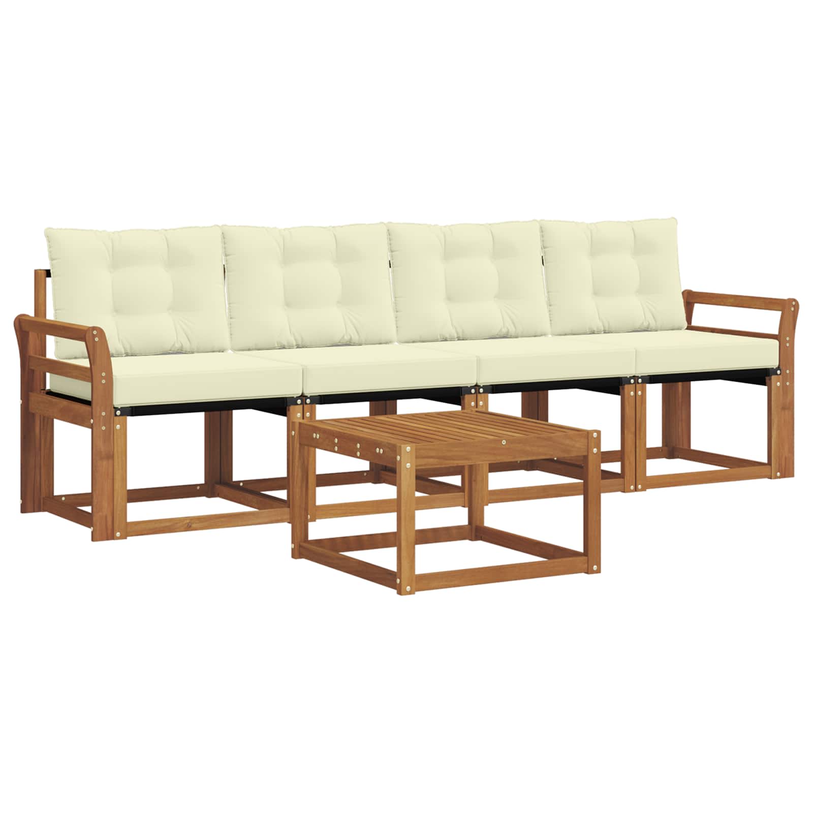 Outdoor-Sofagarnitur 5 stk. Natur und Creme