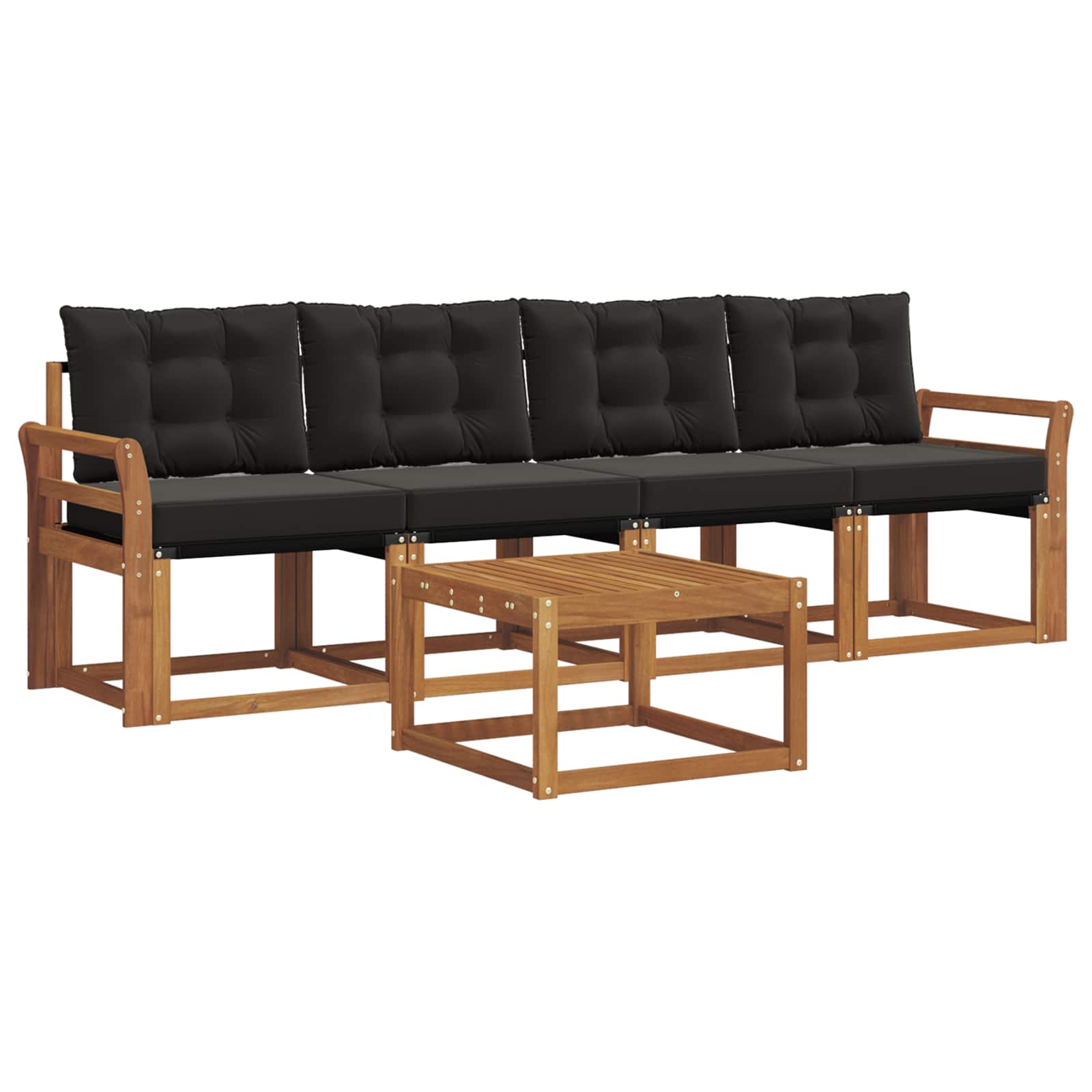 Outdoor-Sofagarnitur mit Kissen 5 pcs Natürlich und Schwarz
