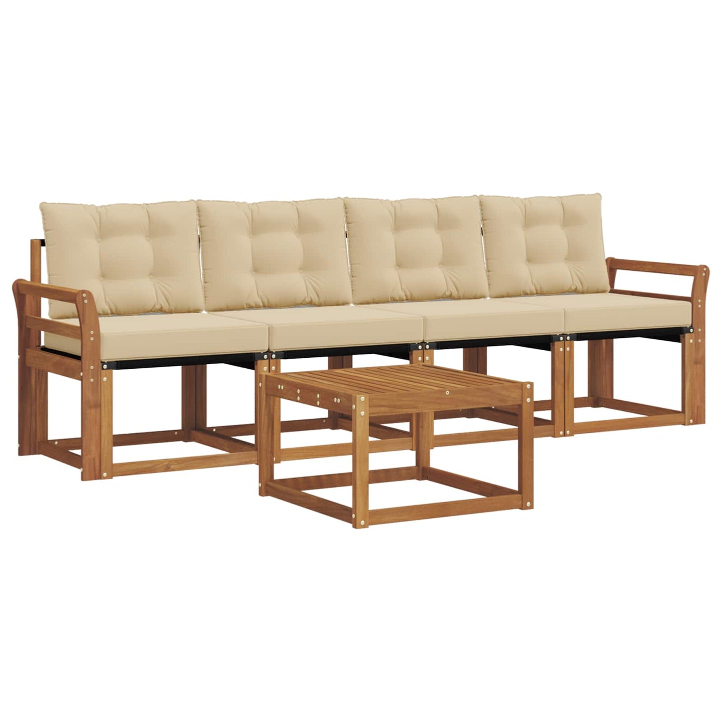 Outdoor-Sofagarnitur 5 stk. Natur und Beige
