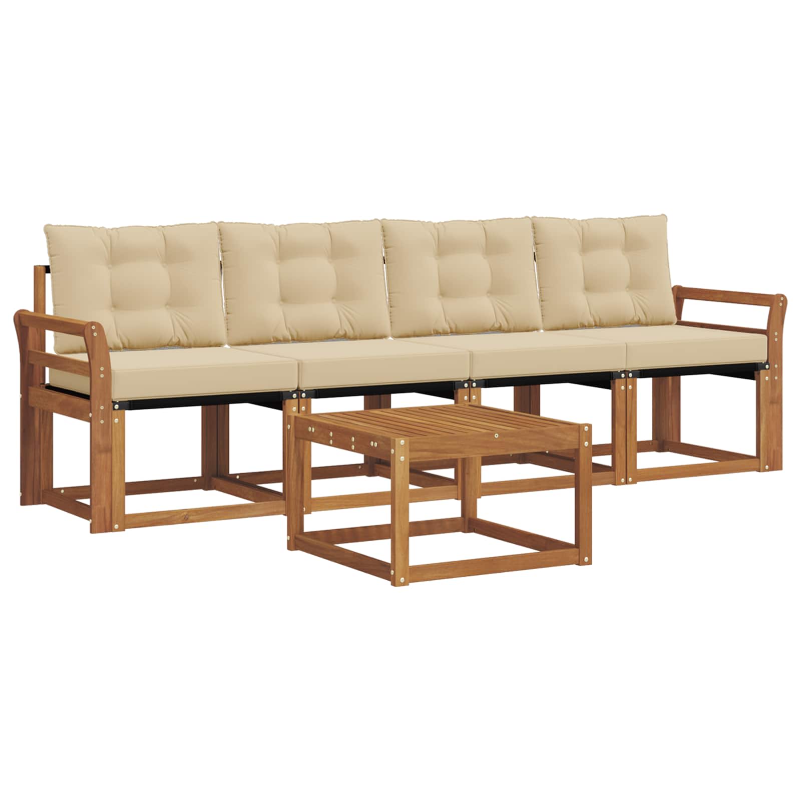 Outdoor-Sofagarnitur 5 stk. Natur und Beige