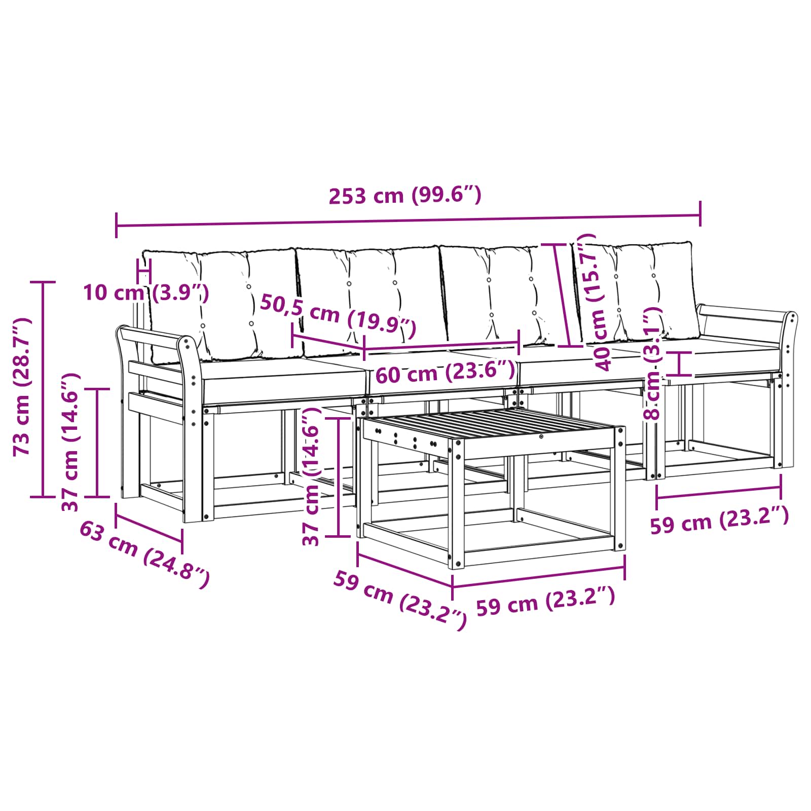 Outdoor-Sofagarnitur 5 stk. Natur und Beige