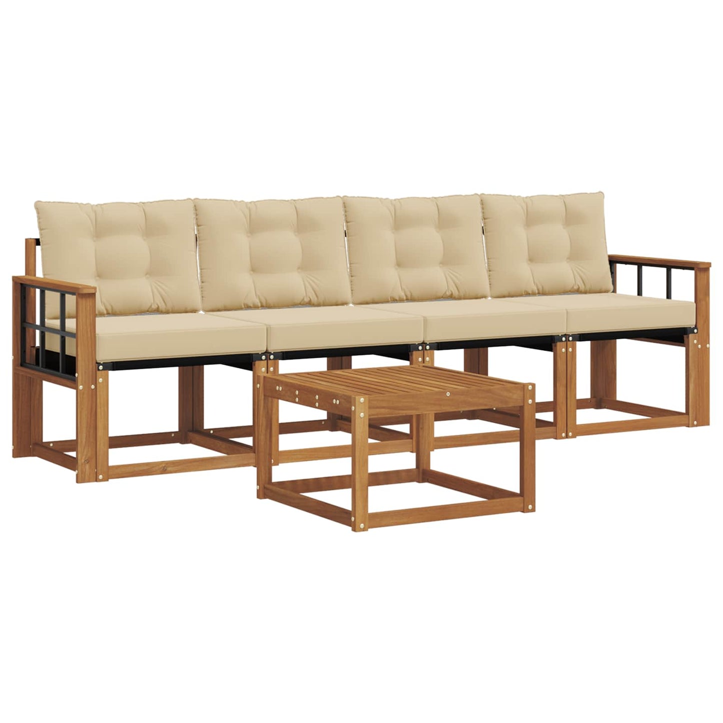 Outdoor-Sofagarnitur 5 stk. Natur und Beige