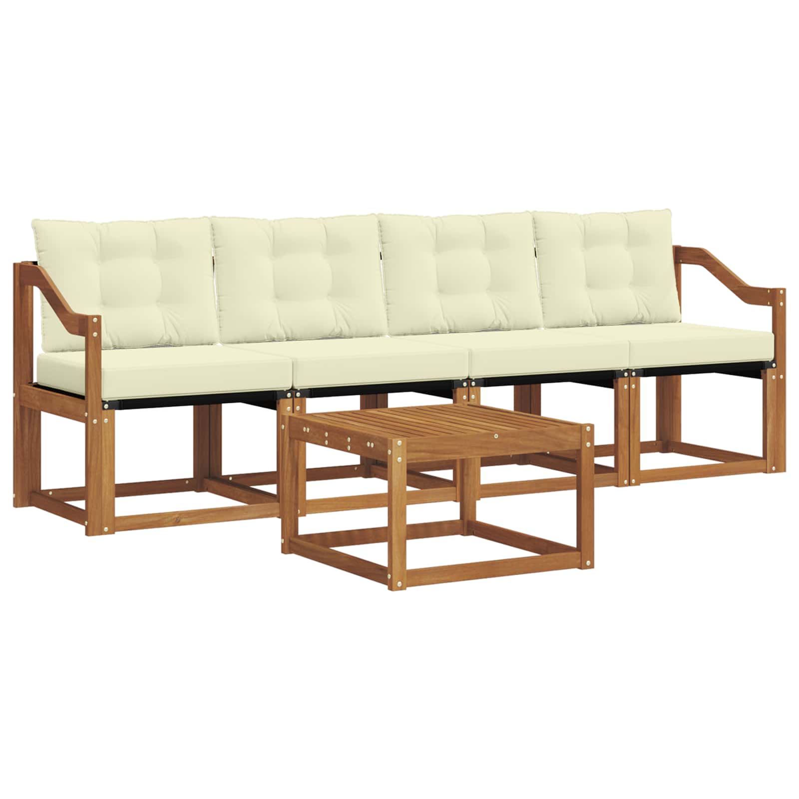 Outdoor-Sofagarnitur mit Kissen 5 pcs Natur und Creme