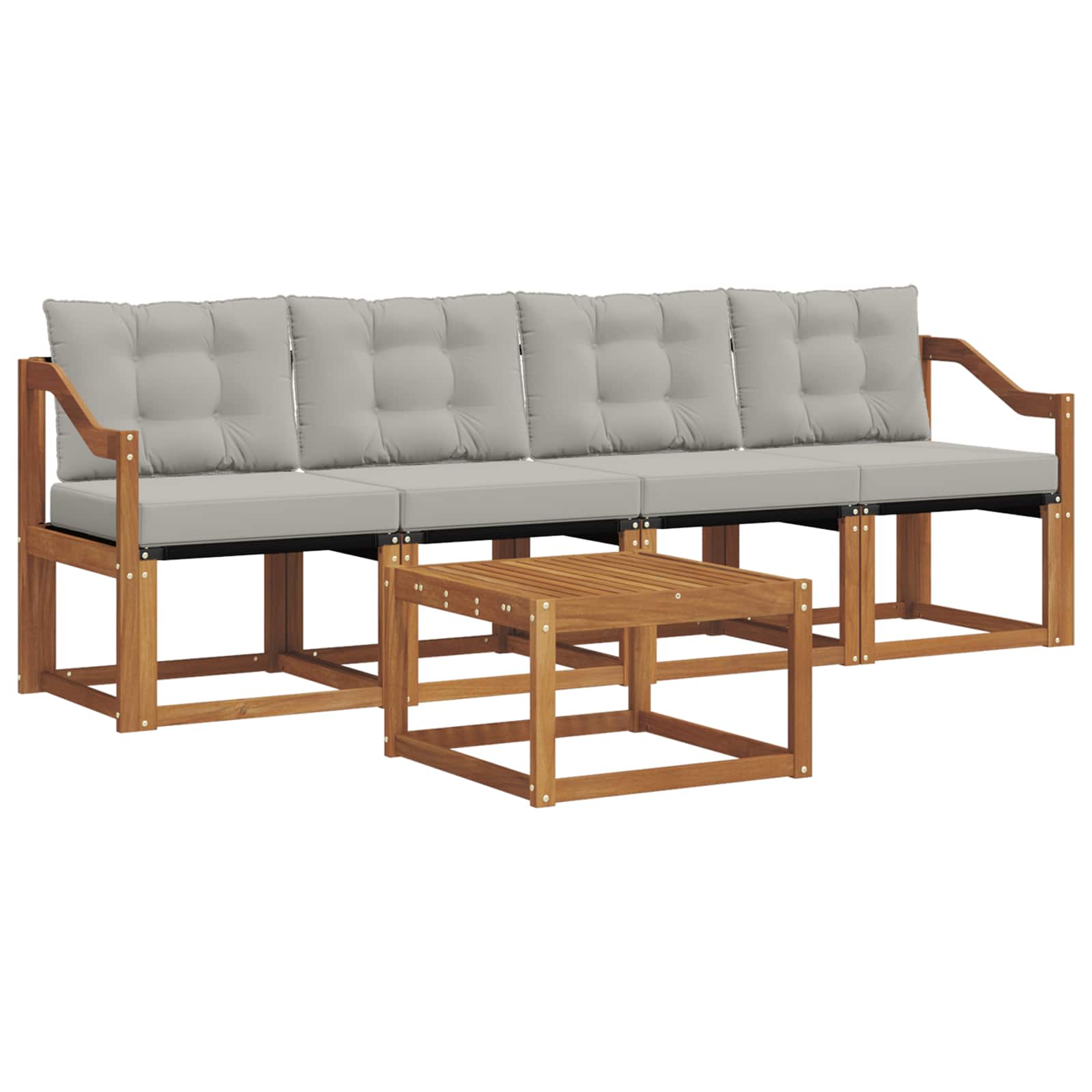 Outdoor-Sofagarnitur mit Kissen 5 pcs Natürlich und Hellgrau