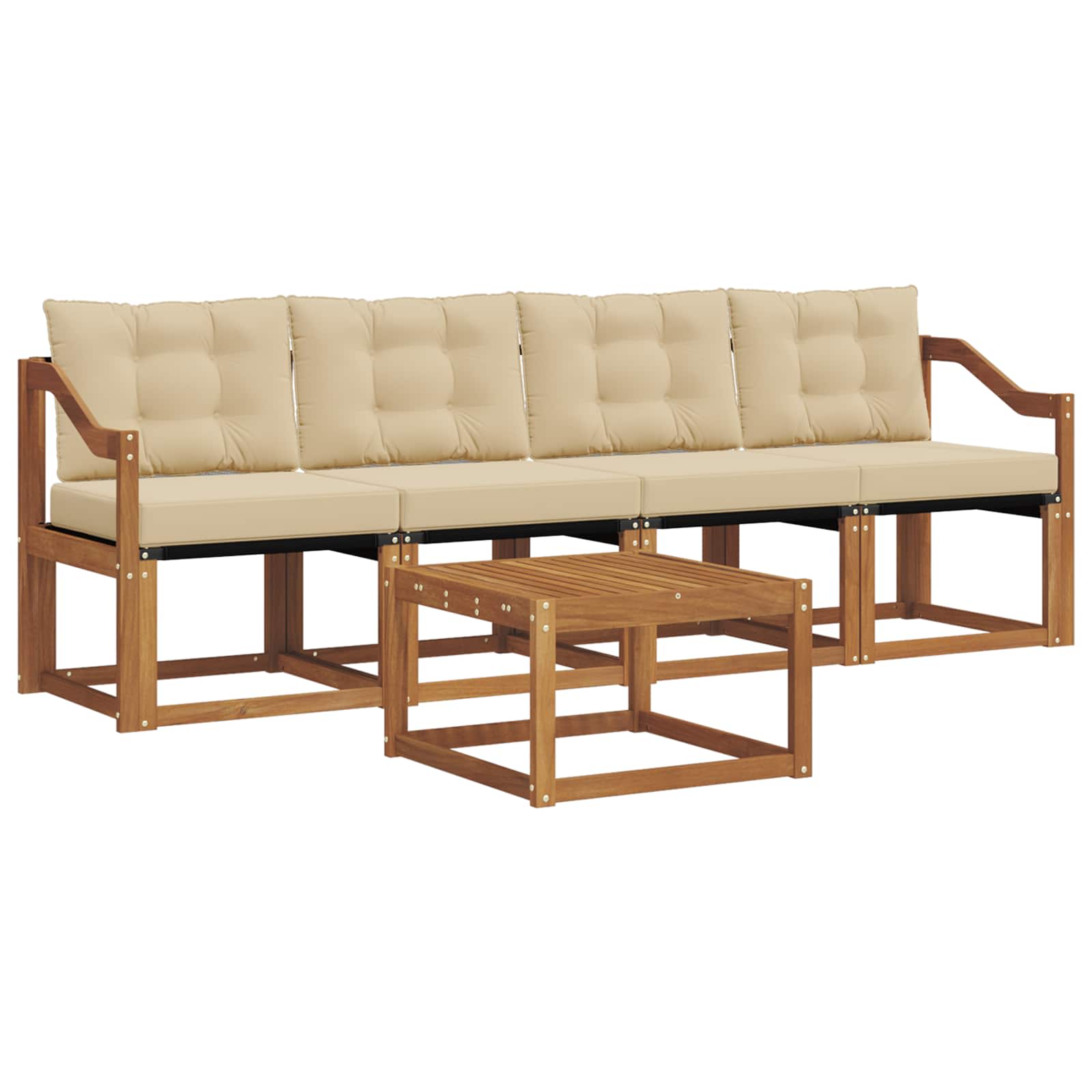 Outdoor-Sofagarnitur 5 stk. Natur und Beige