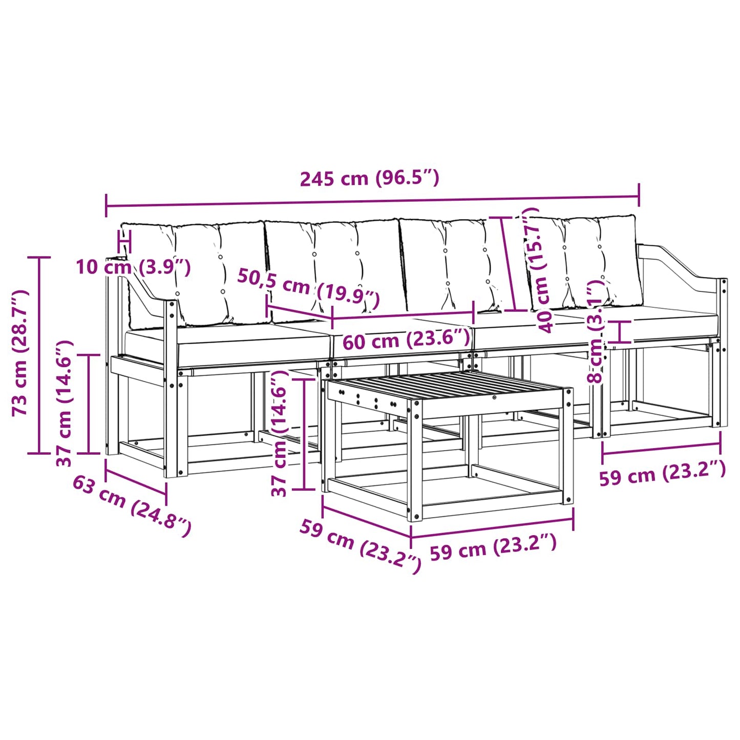Outdoor-Sofagarnitur 5 stk. Natur und Beige