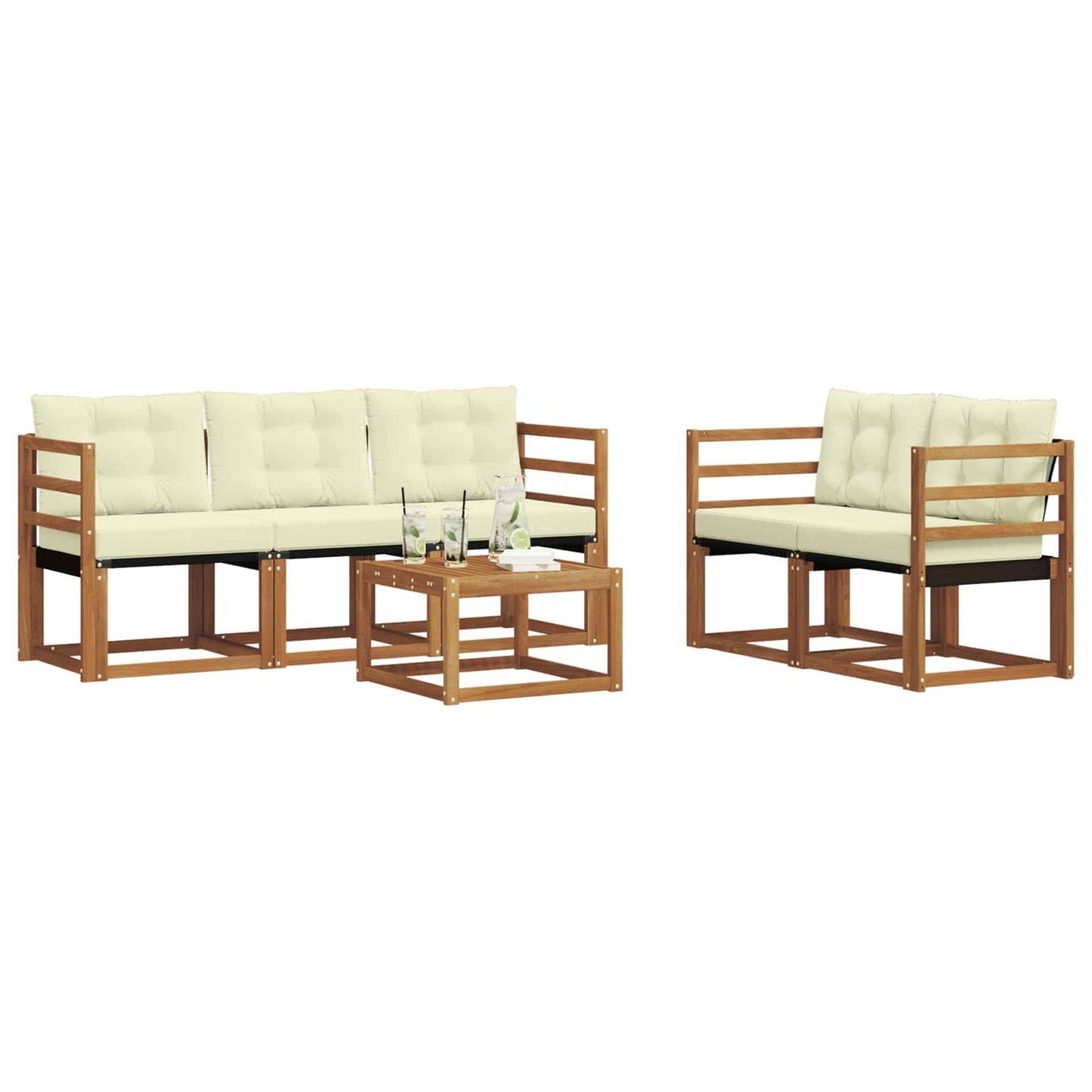 Outdoor-Sofagarnitur 6 stk. Natur und Creme