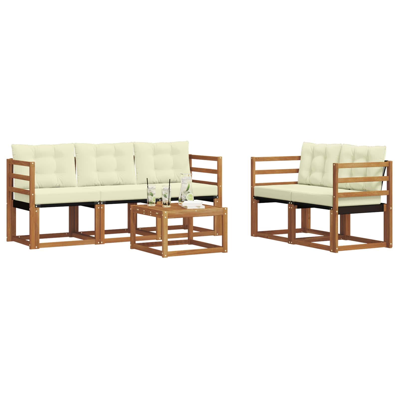 Outdoor-Sofagarnitur 6 stk. Natur und Creme