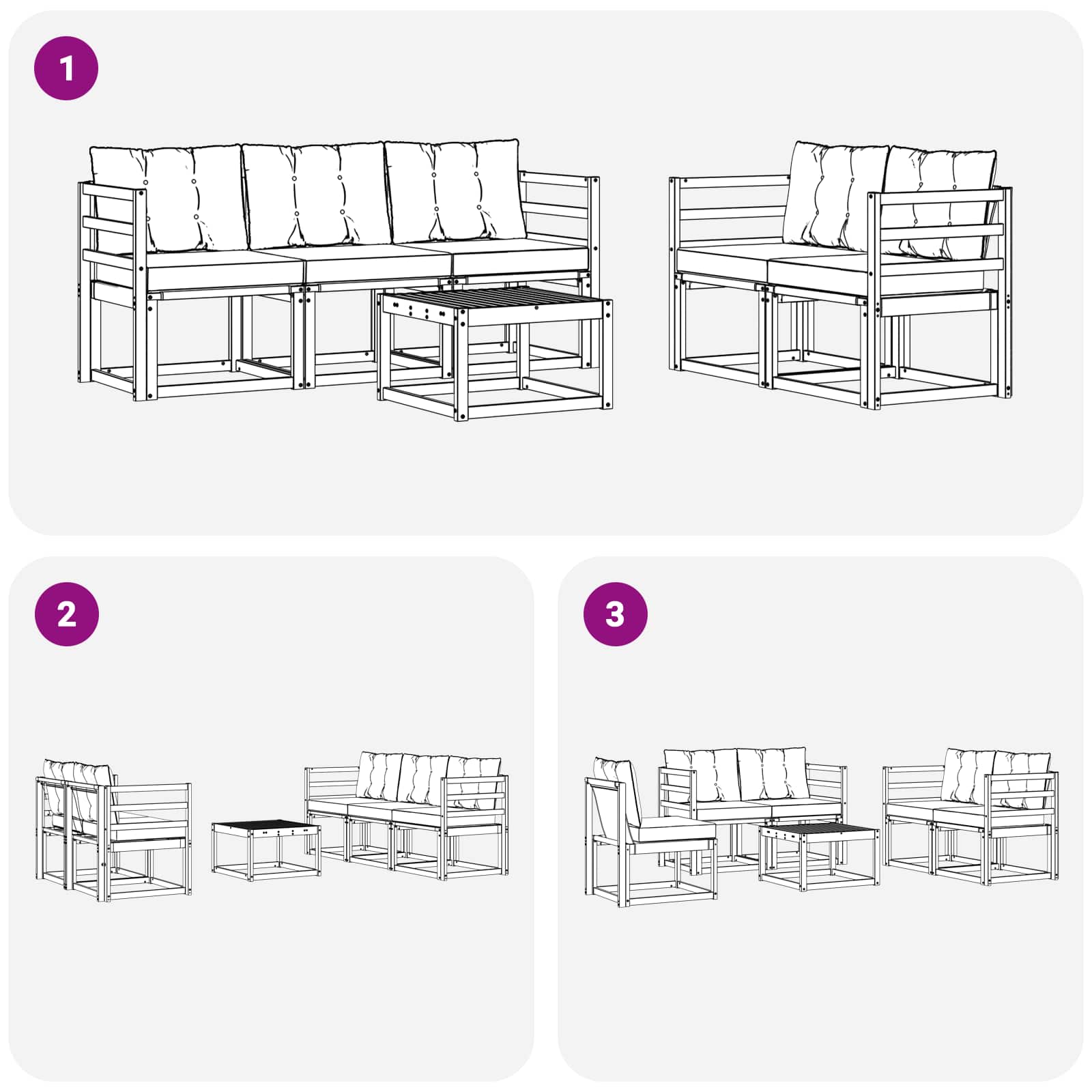 Outdoor-Sofagarnitur 6 stk. Natur und Creme