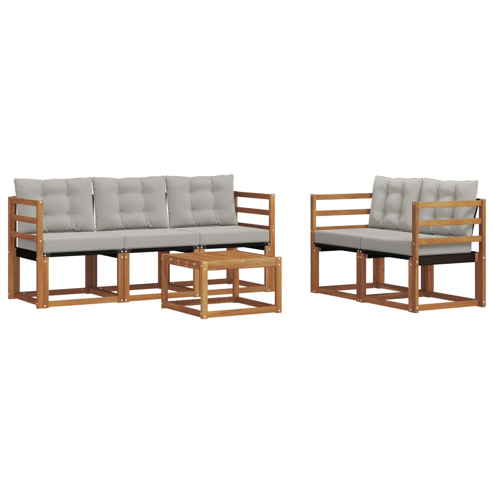 Outdoor-Sofagarnitur mit Kissen 6 pcs Natürlich und Hellgrau