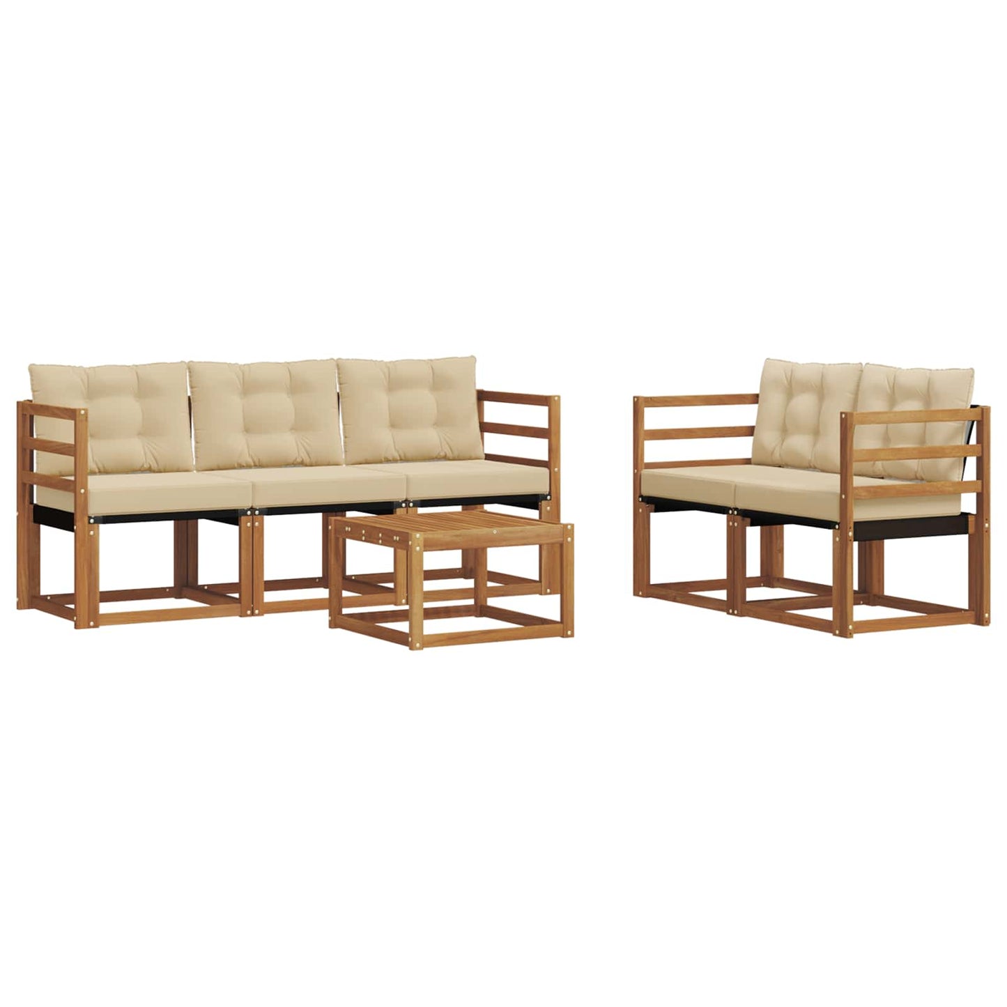 Outdoor-Sofagarnitur mit Kissen 6 pcs Natur und Beige