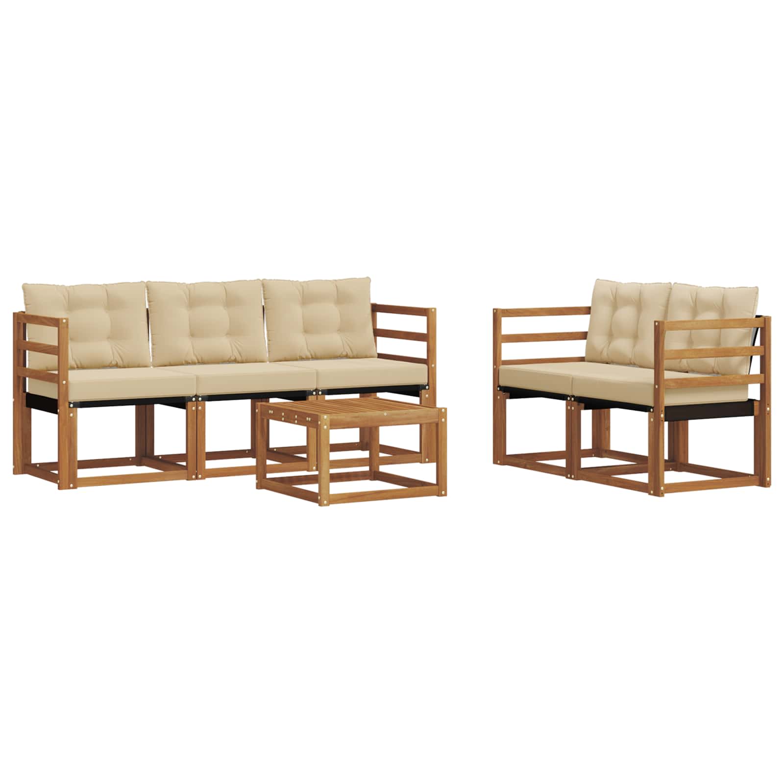 Outdoor-Sofagarnitur mit Kissen 6 pcs Natur und Beige
