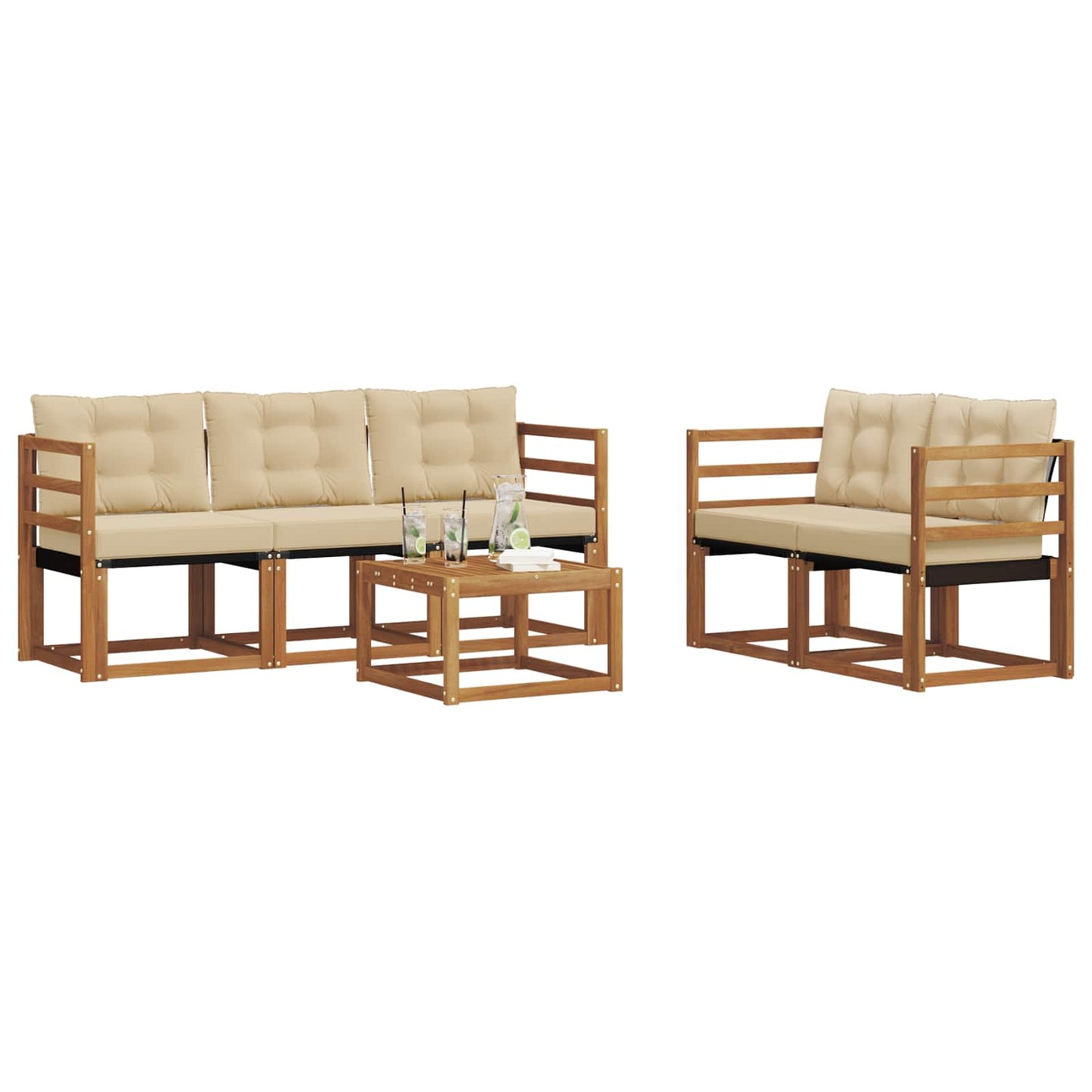 Outdoor-Sofagarnitur mit Kissen 6 pcs Natur und Beige