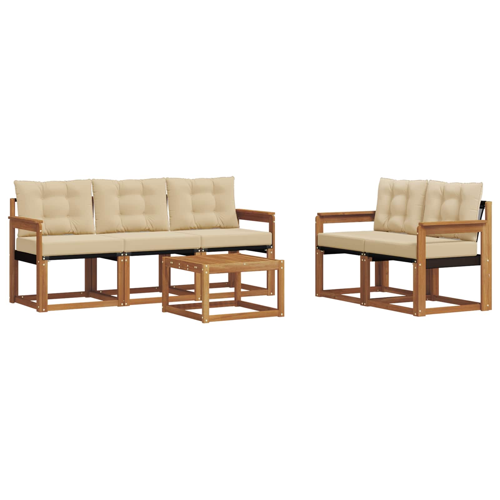 Outdoor-Sofagarnitur 6 stk. Natur und Beige