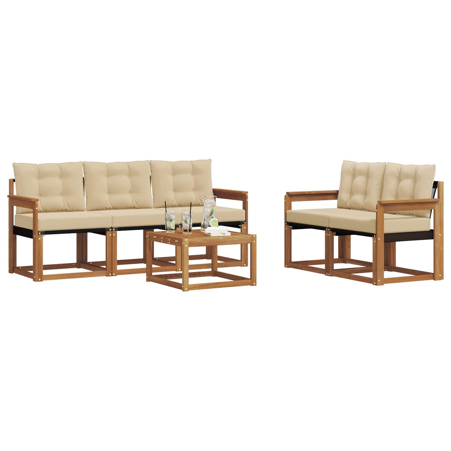 Outdoor-Sofagarnitur 6 stk. Natur und Beige