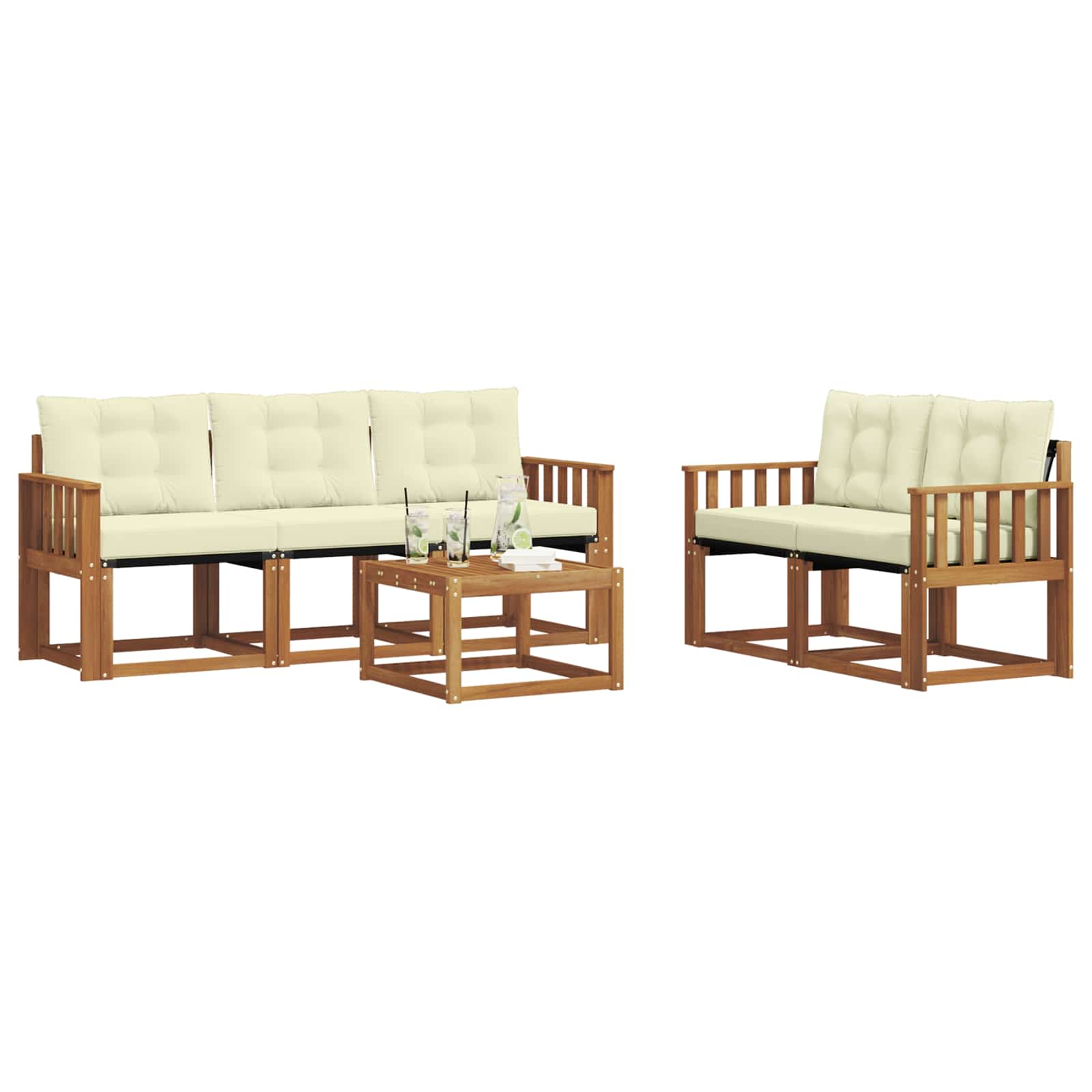 Outdoor-Sofagarnitur 6 stk. Natur und Creme