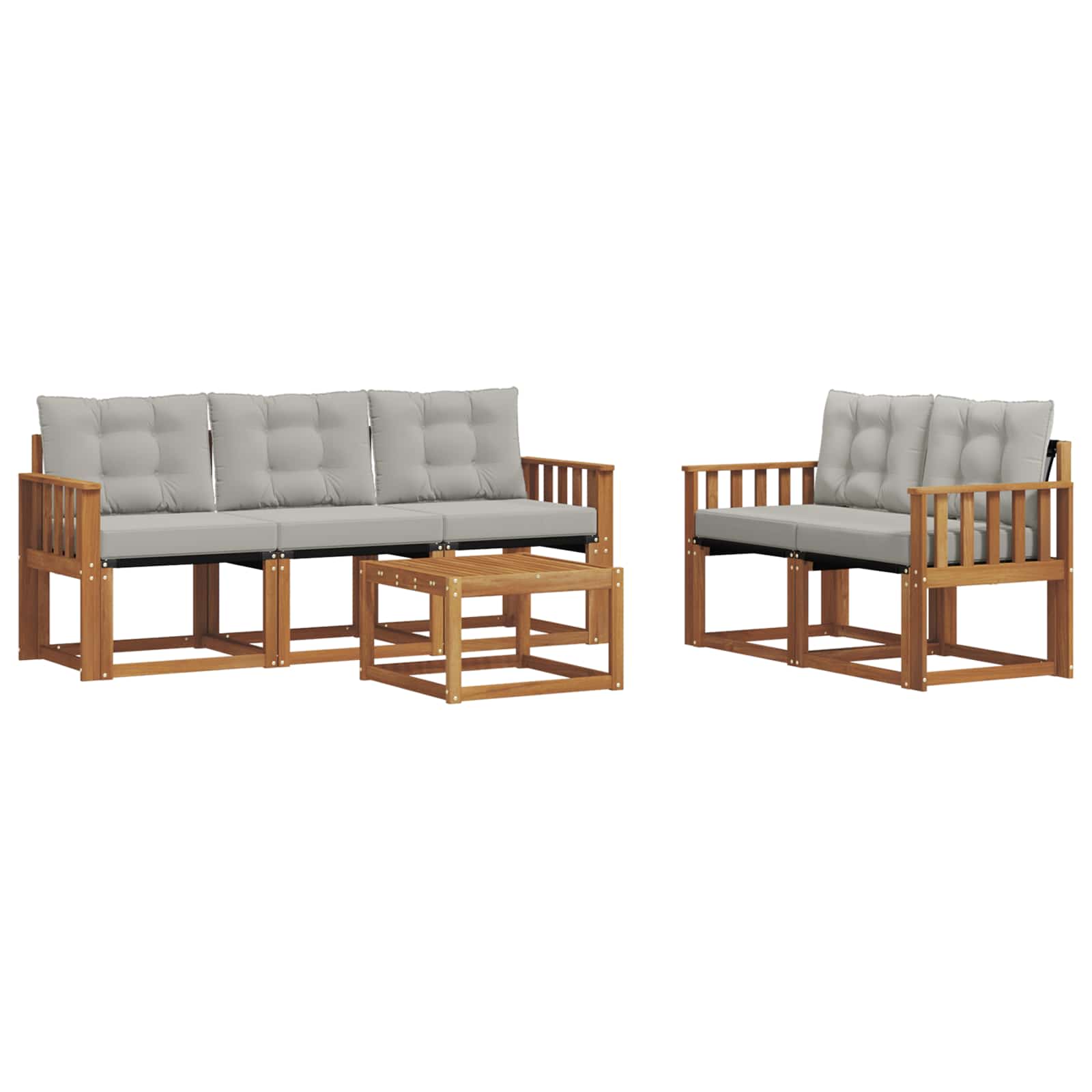 Outdoor-Sofagarnitur mit Kissen 6 pcs Natürlich und Hellgrau