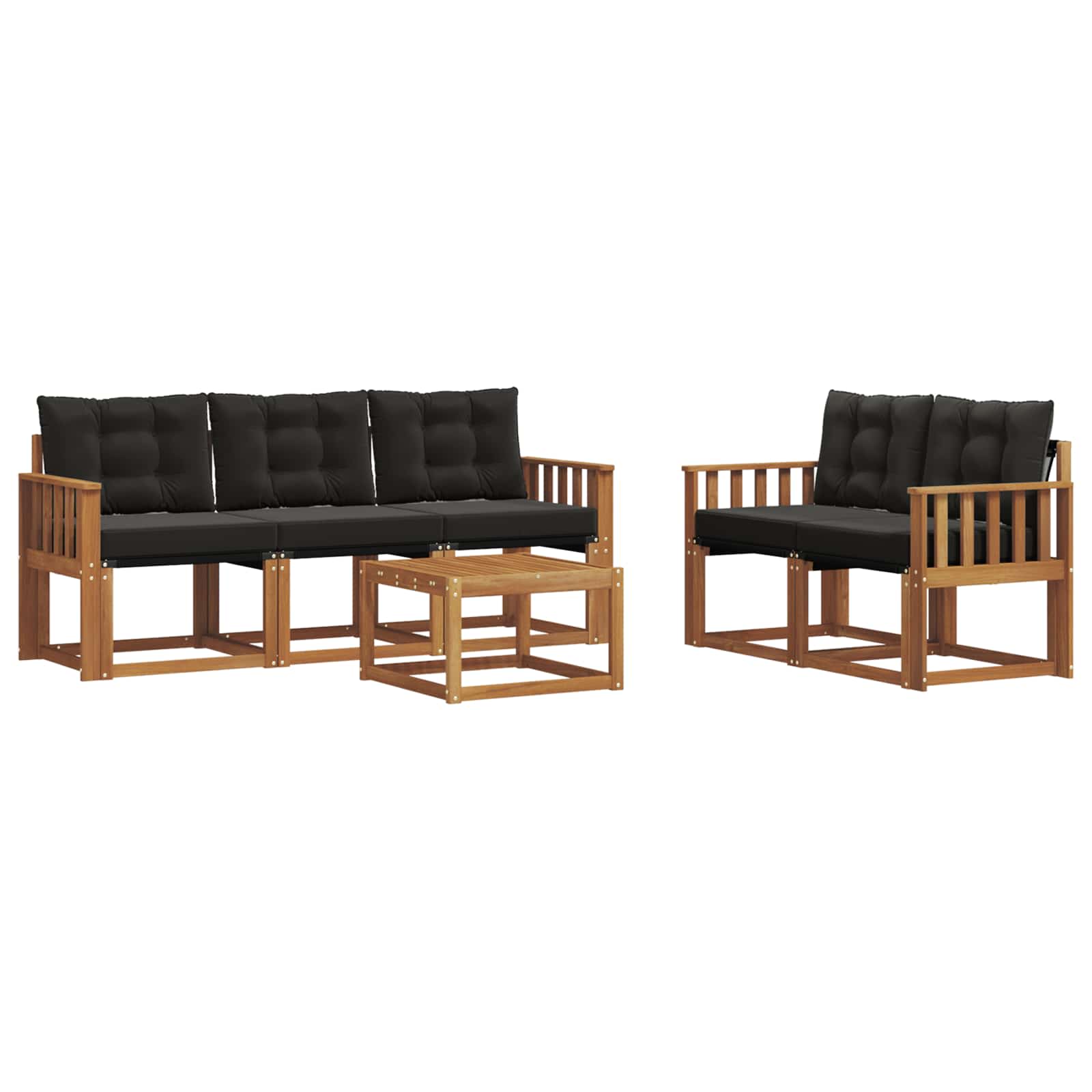 Outdoor-Sofagarnitur mit Kissen 6 pcs Natürlich und Schwarz