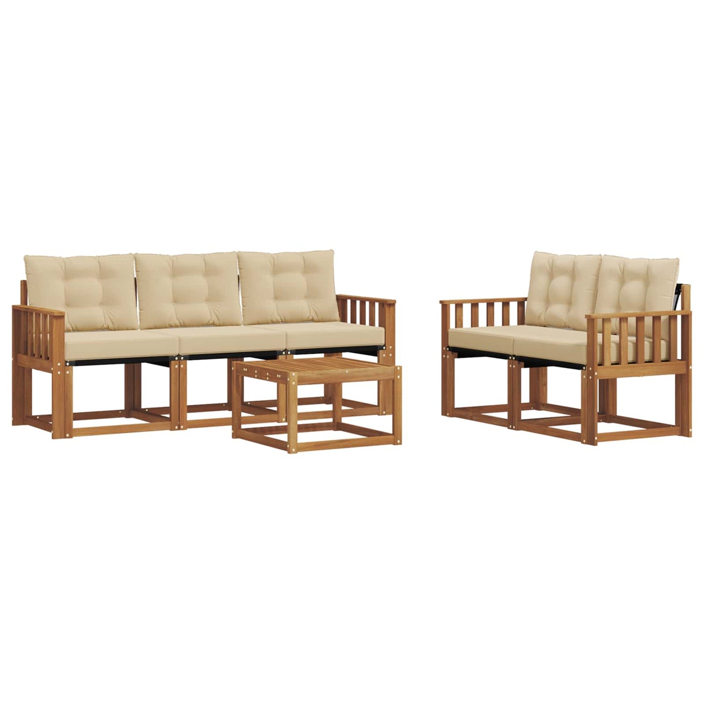 Outdoor-Sofagarnitur 6 stk. Natur und Beige