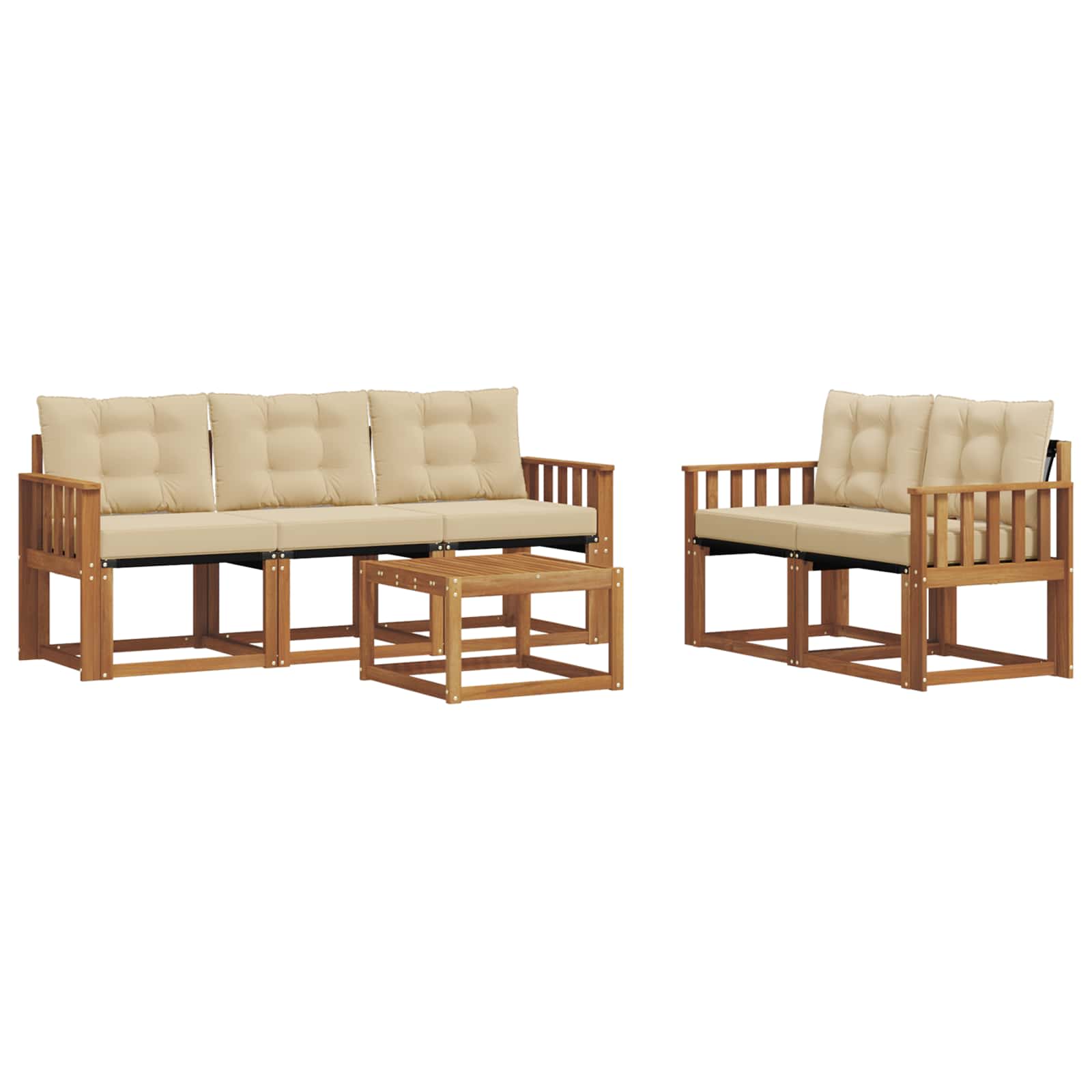 Outdoor-Sofagarnitur 6 stk. Natur und Beige