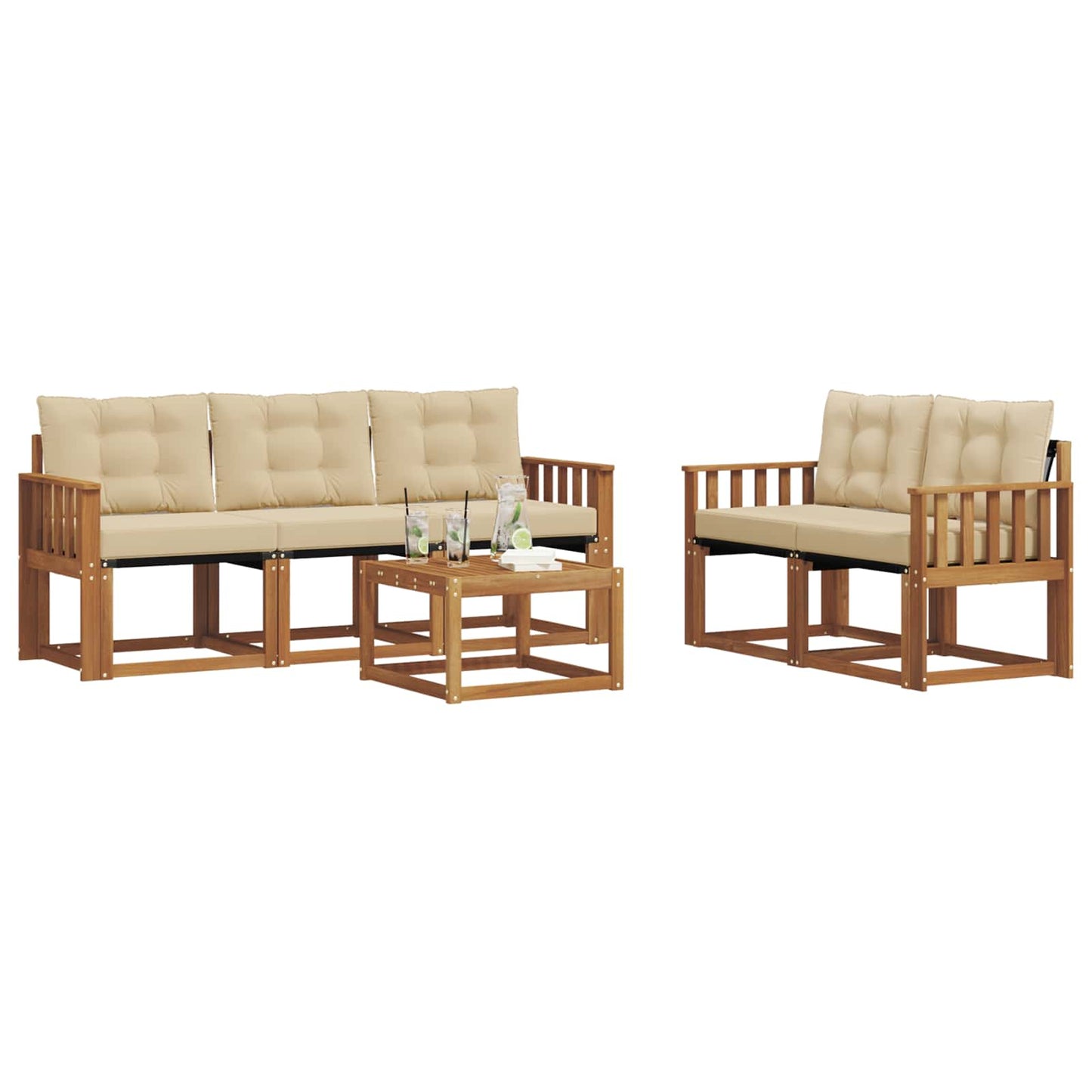 Outdoor-Sofagarnitur 6 stk. Natur und Beige