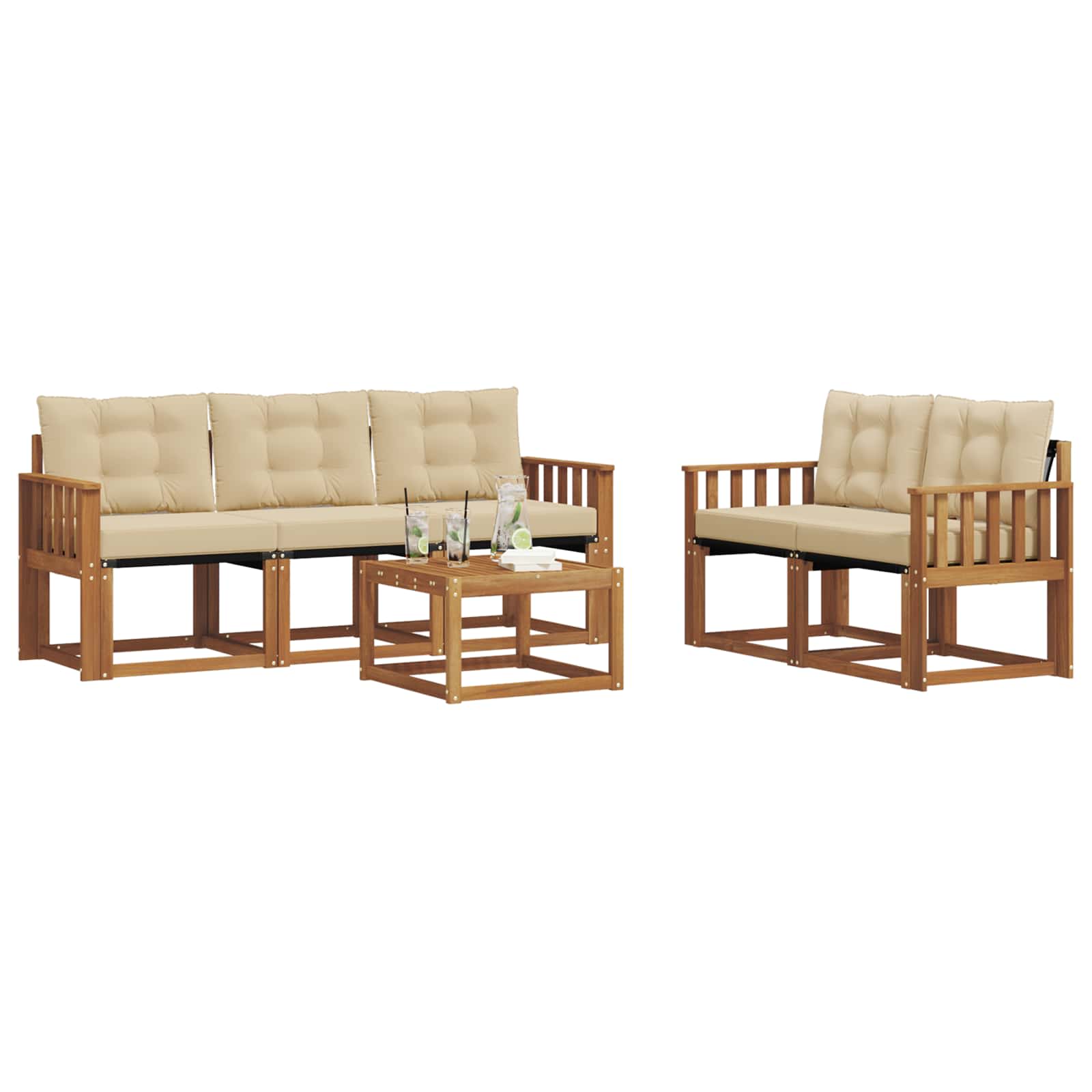Outdoor-Sofagarnitur 6 stk. Natur und Beige