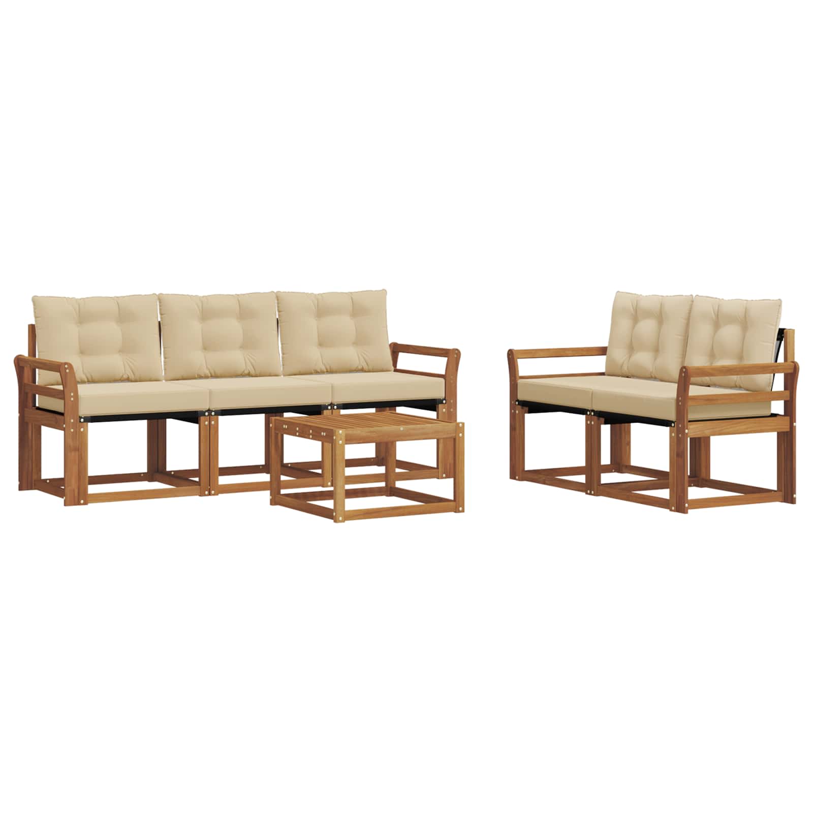 Outdoor-Sofagarnitur 6 stk. Natur und Beige