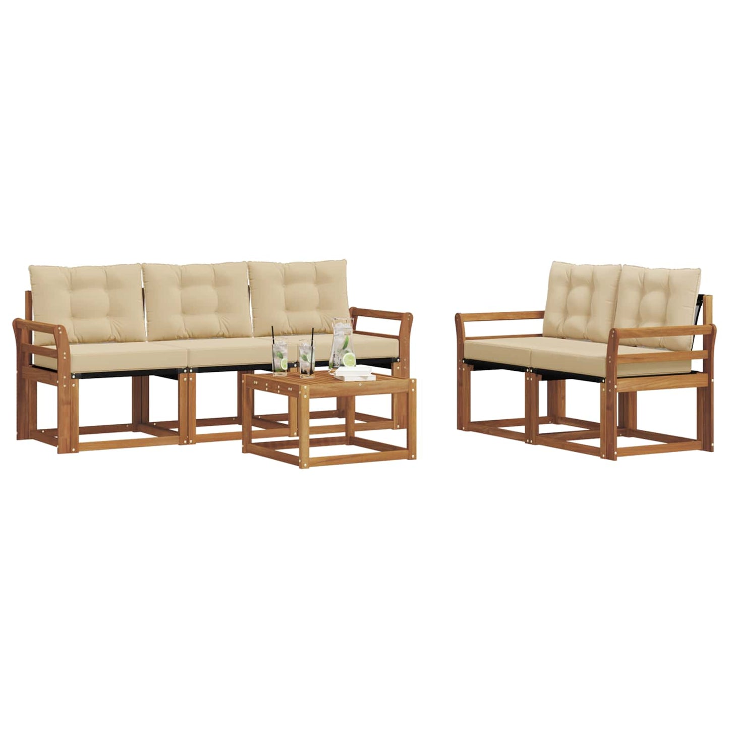 Outdoor-Sofagarnitur 6 stk. Natur und Beige