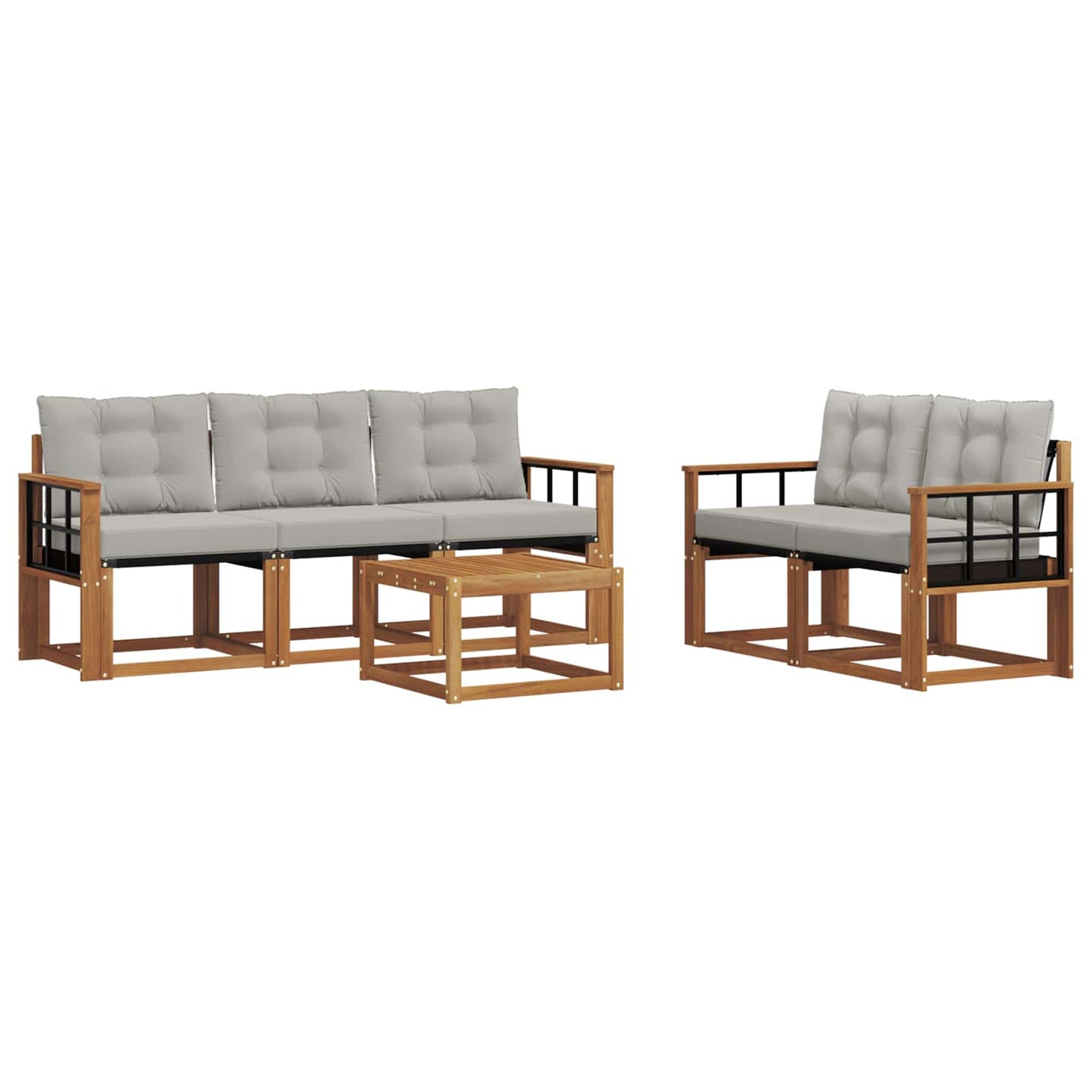 Outdoor-Sofagarnitur mit Kissen 6 pcs Natürlich und Hellgrau