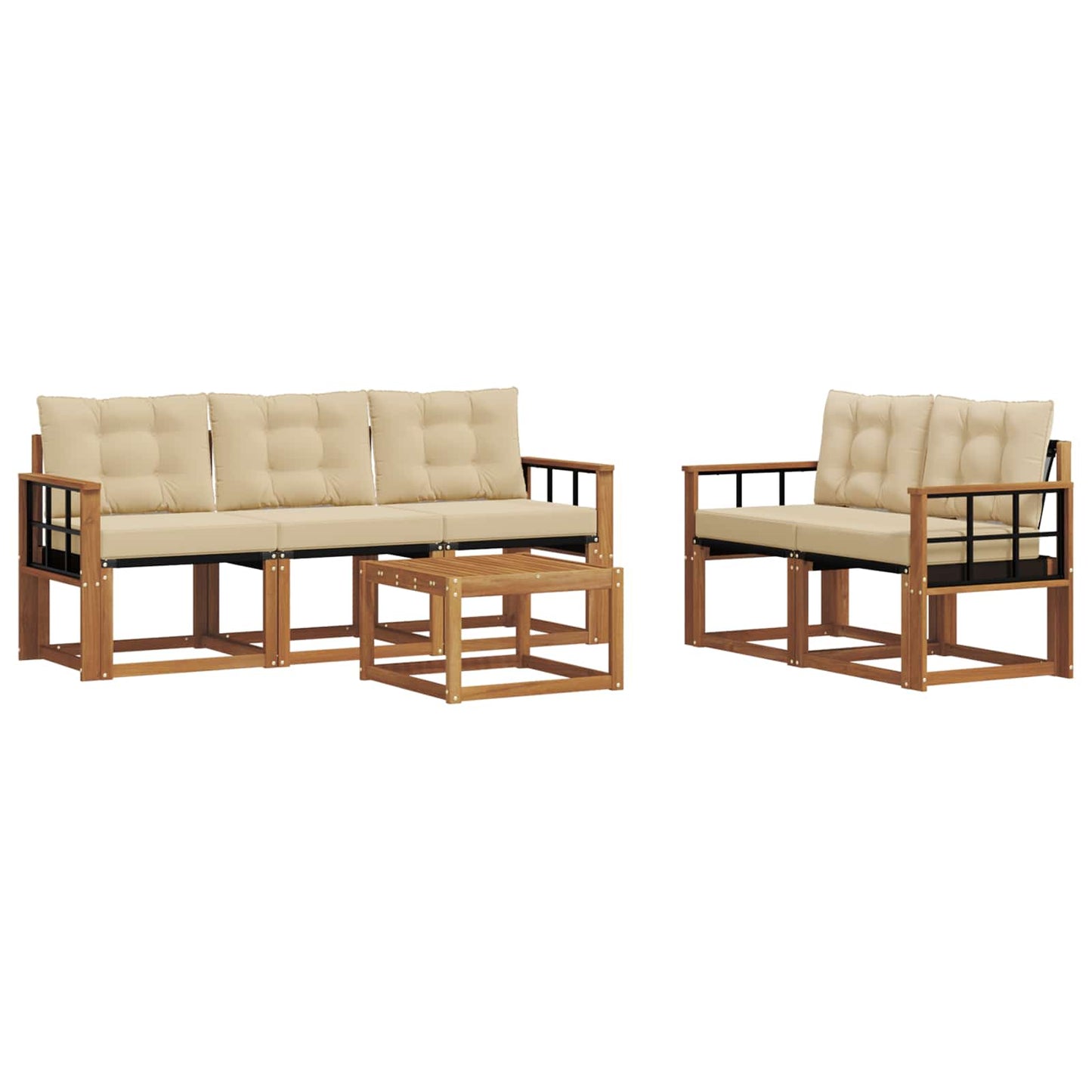 Outdoor-Sofagarnitur 6 stk. Natur und Beige