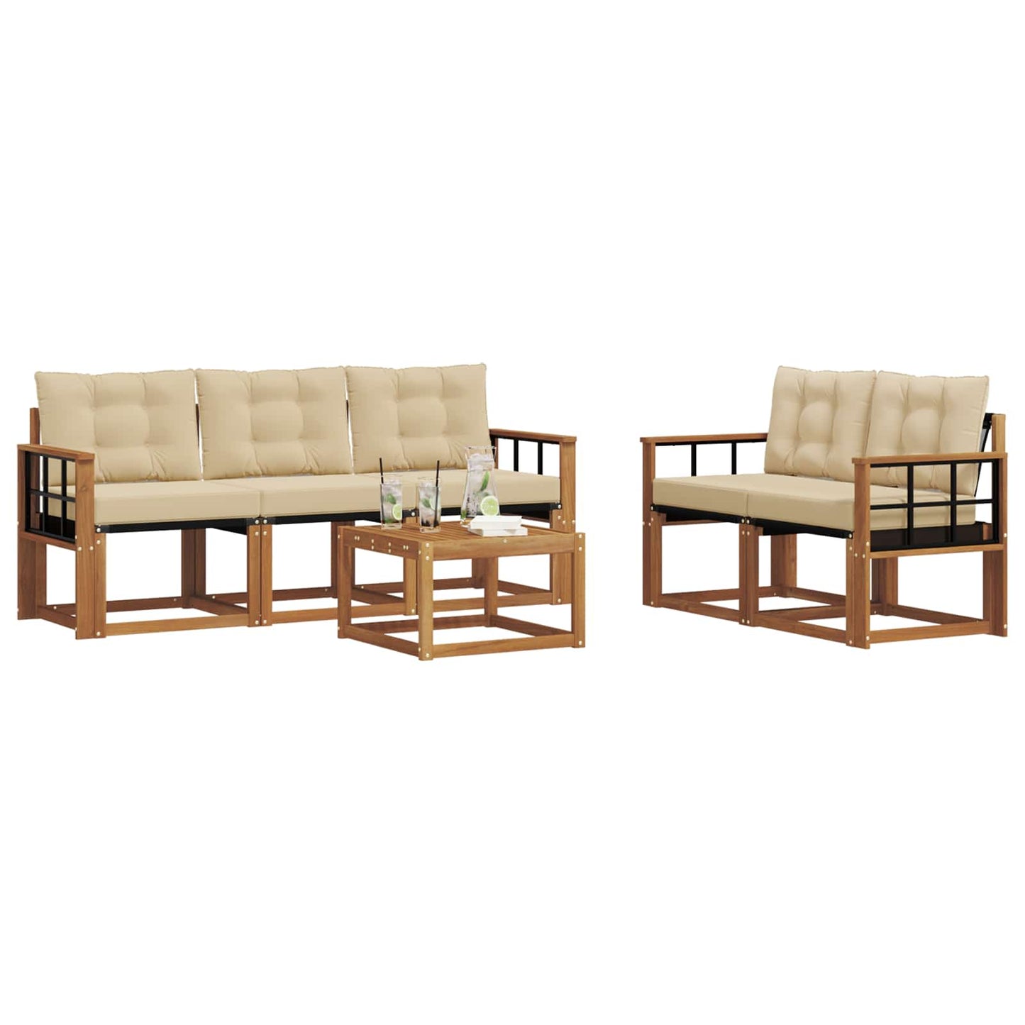 Outdoor-Sofagarnitur 6 stk. Natur und Beige
