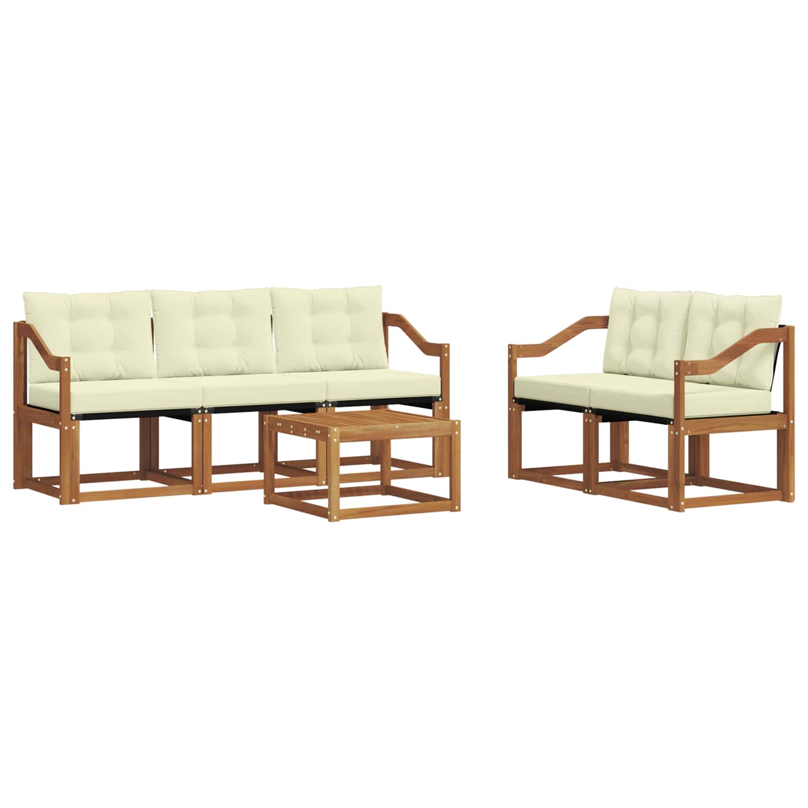 Outdoor-Sofagarnitur mit Kissen 6 pcs Natur und Creme