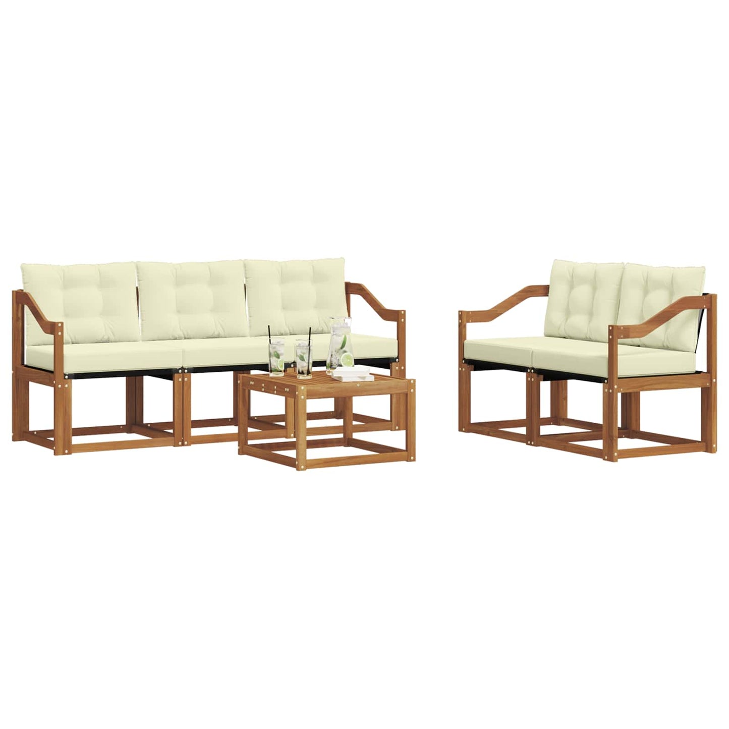 Outdoor-Sofagarnitur mit Kissen 6 pcs Natur und Creme