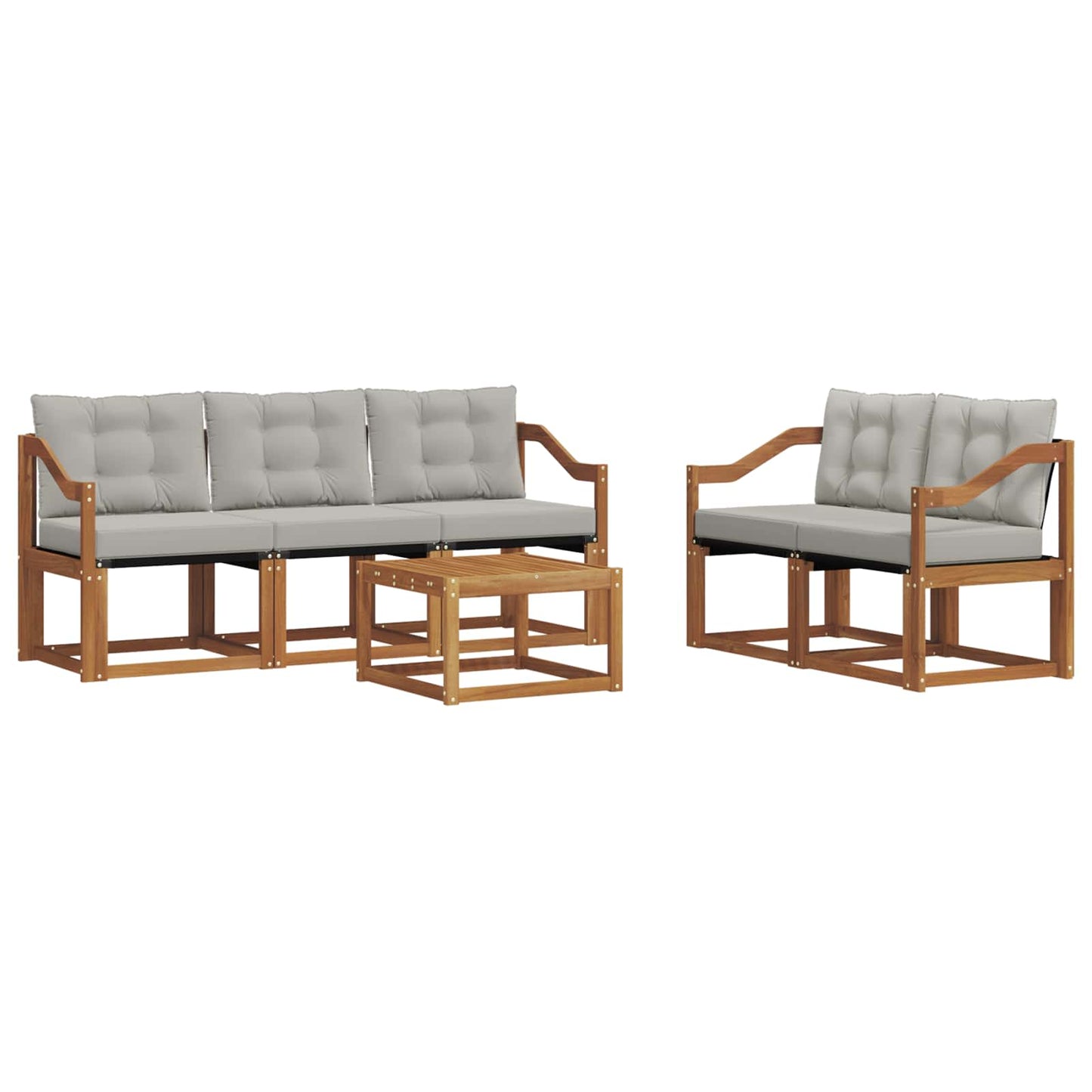 Outdoor-Sofagarnitur mit Kissen 6 pcs Natürlich und Hellgrau
