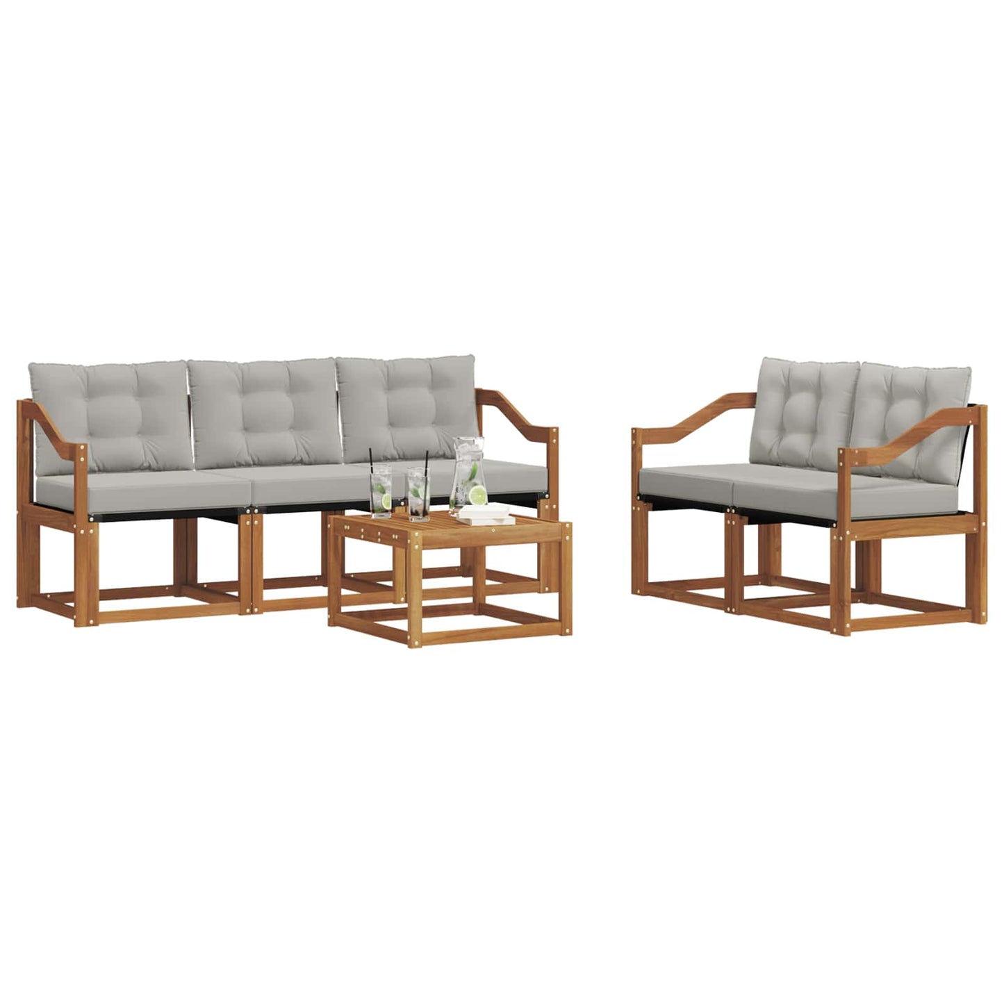 Outdoor-Sofagarnitur mit Kissen 6 pcs Natürlich und Hellgrau