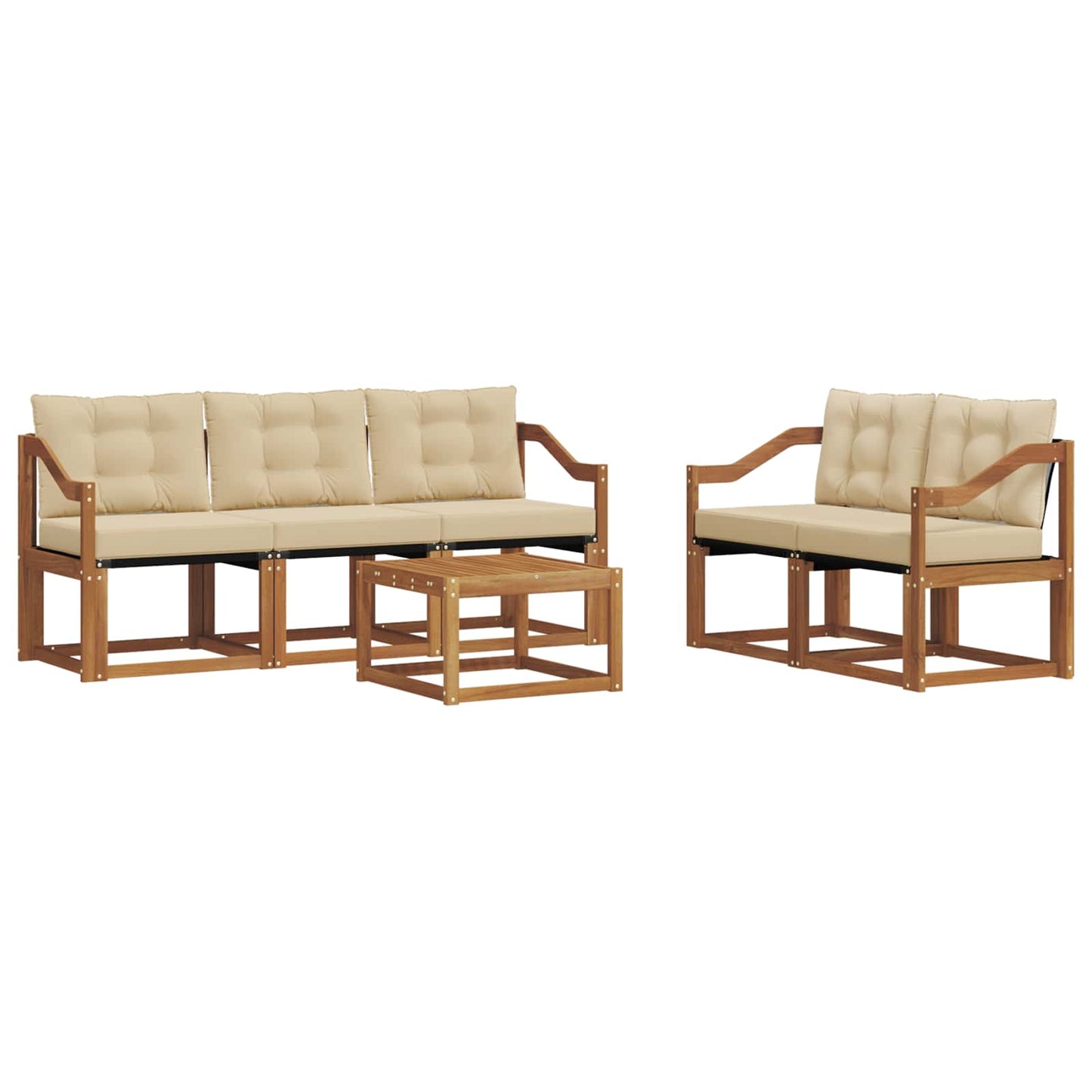 Outdoor-Sofagarnitur 6 stk. Natur und Beige