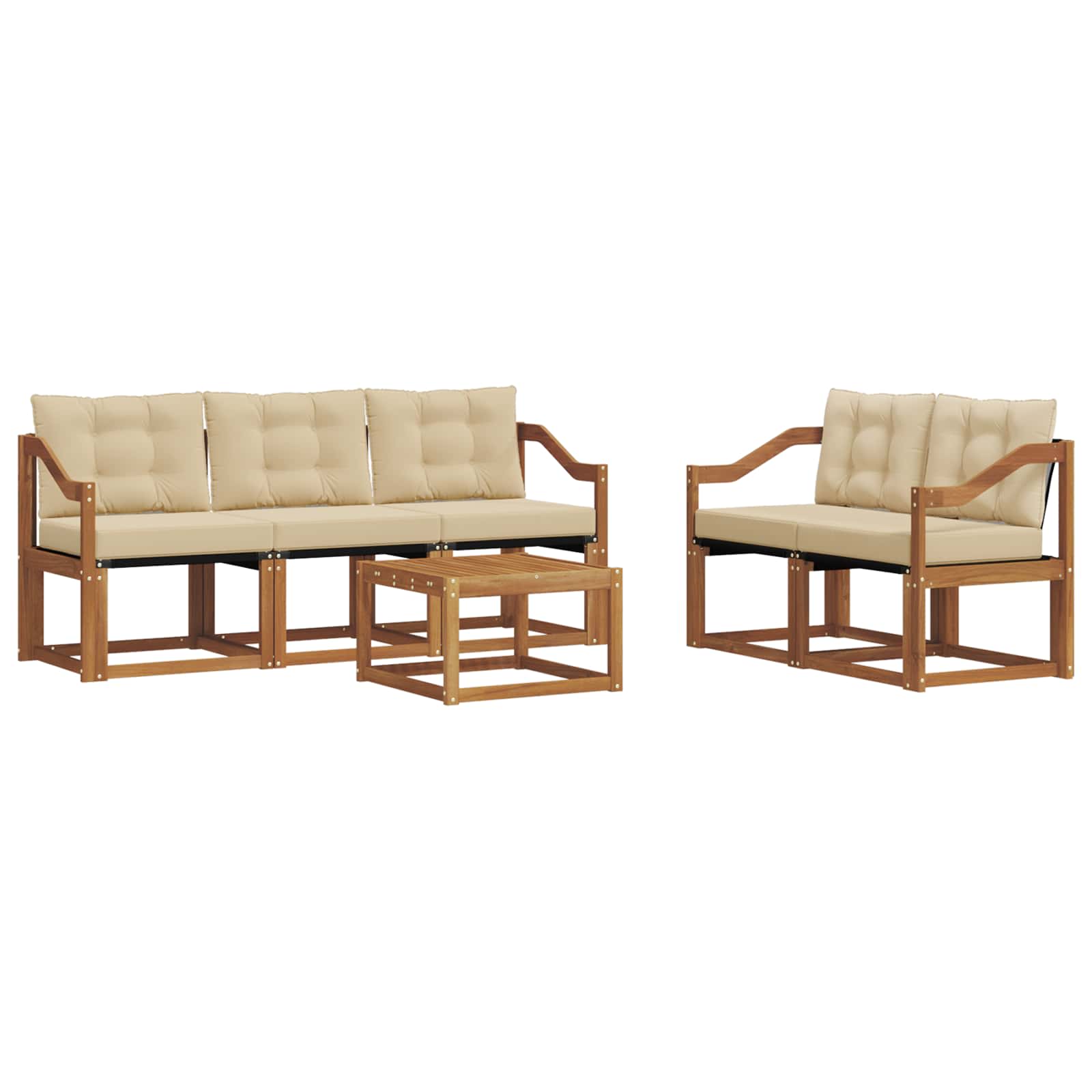 Outdoor-Sofagarnitur 6 stk. Natur und Beige