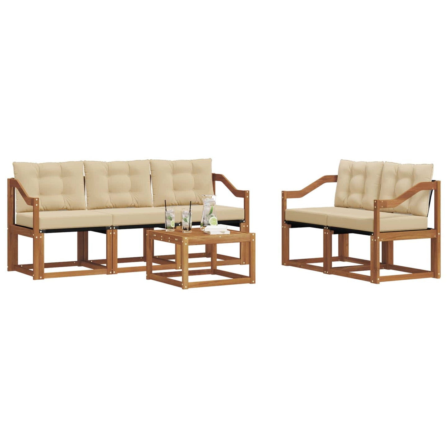 Outdoor-Sofagarnitur 6 stk. Natur und Beige