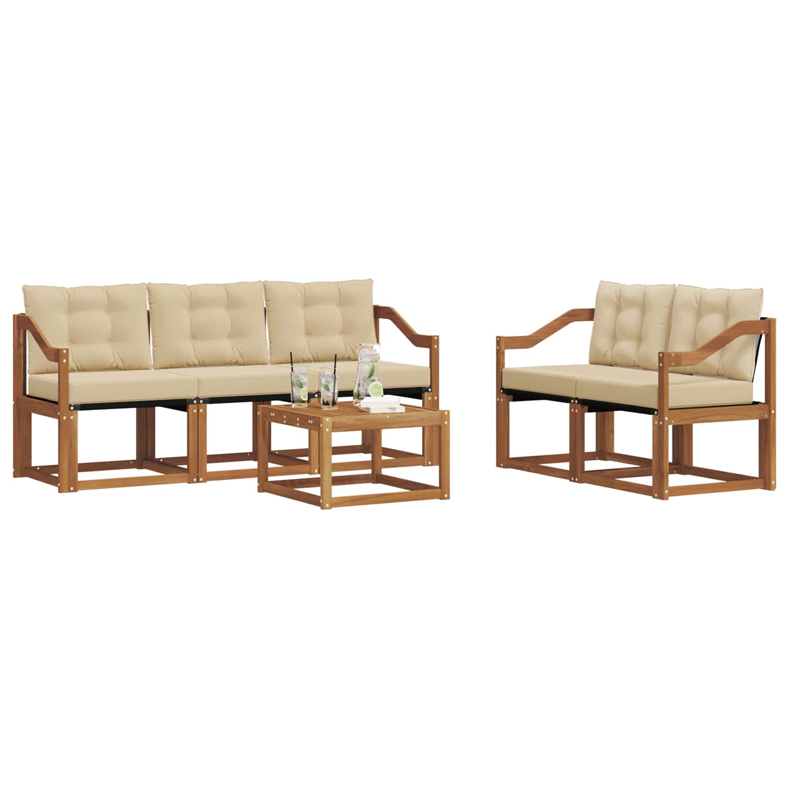 Outdoor-Sofagarnitur 6 stk. Natur und Beige