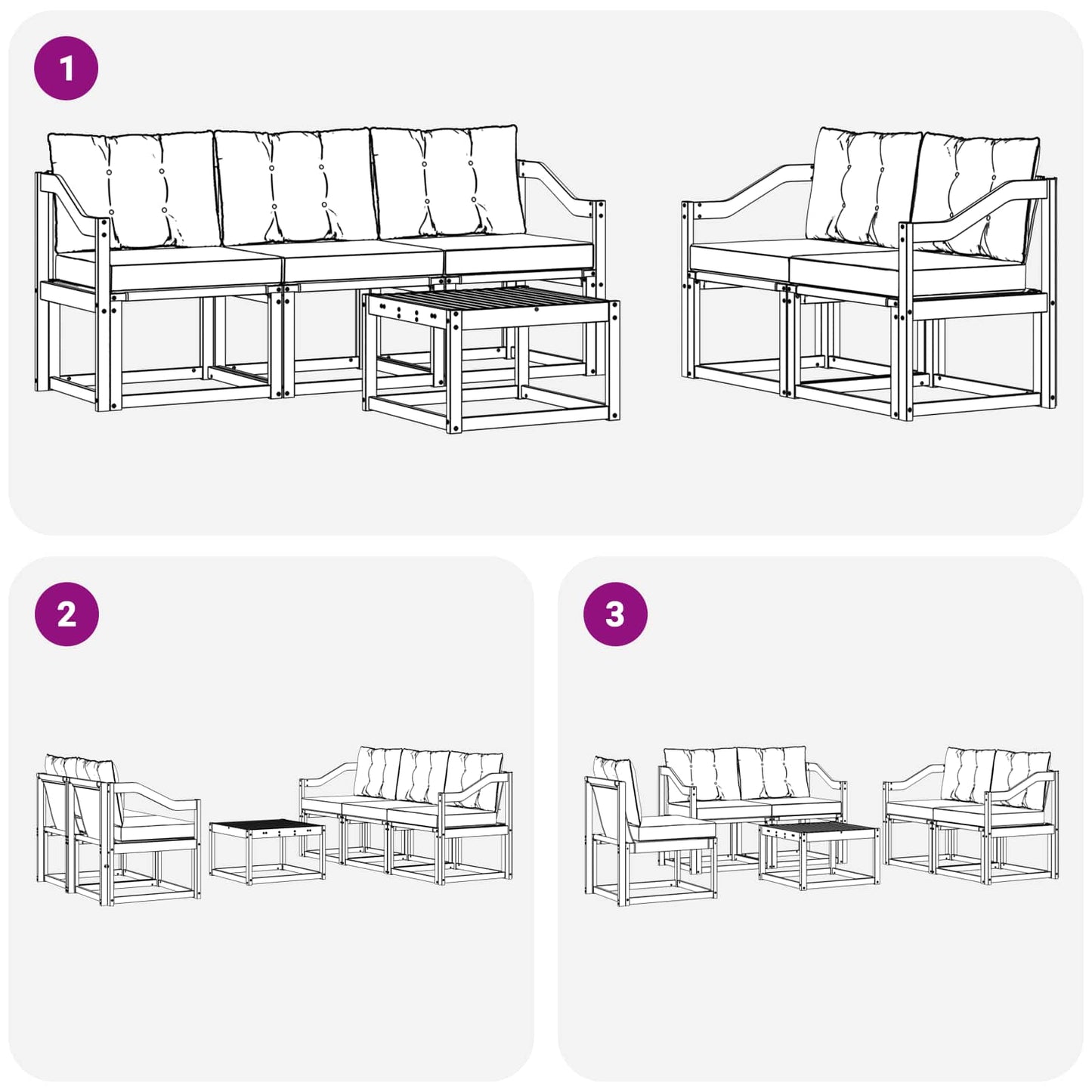 Outdoor-Sofagarnitur 6 stk. Natur und Beige