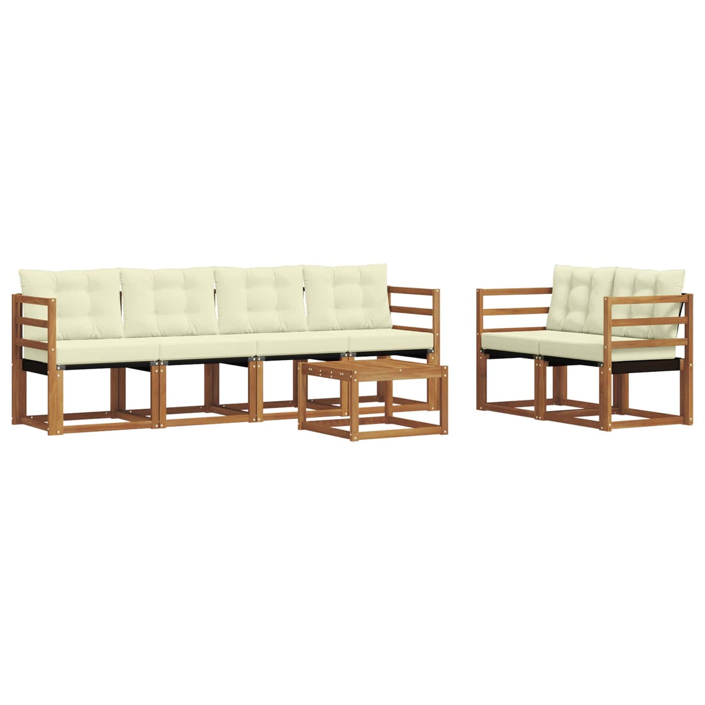 Outdoor-Sofagarnitur 7 stk. Natur und Creme