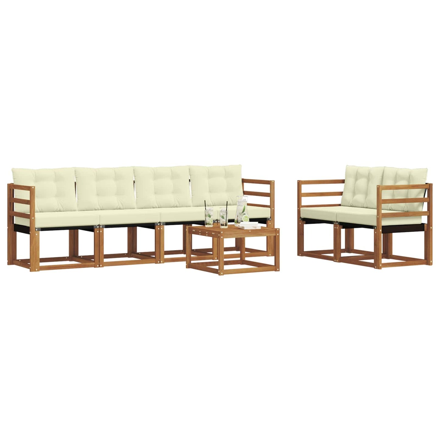 Outdoor-Sofagarnitur 7 stk. Natur und Creme
