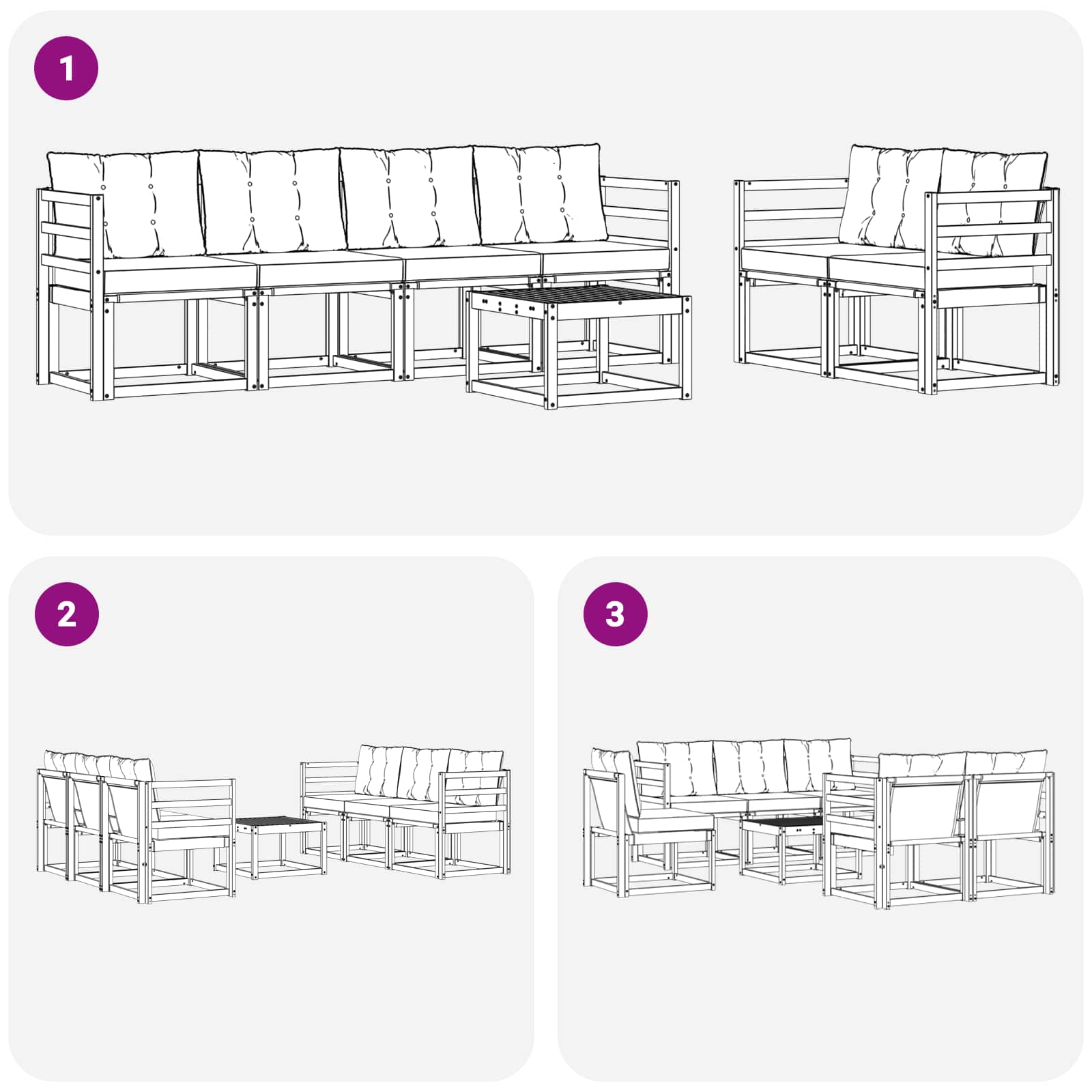 Outdoor-Sofagarnitur 7 stk. Natur und Creme