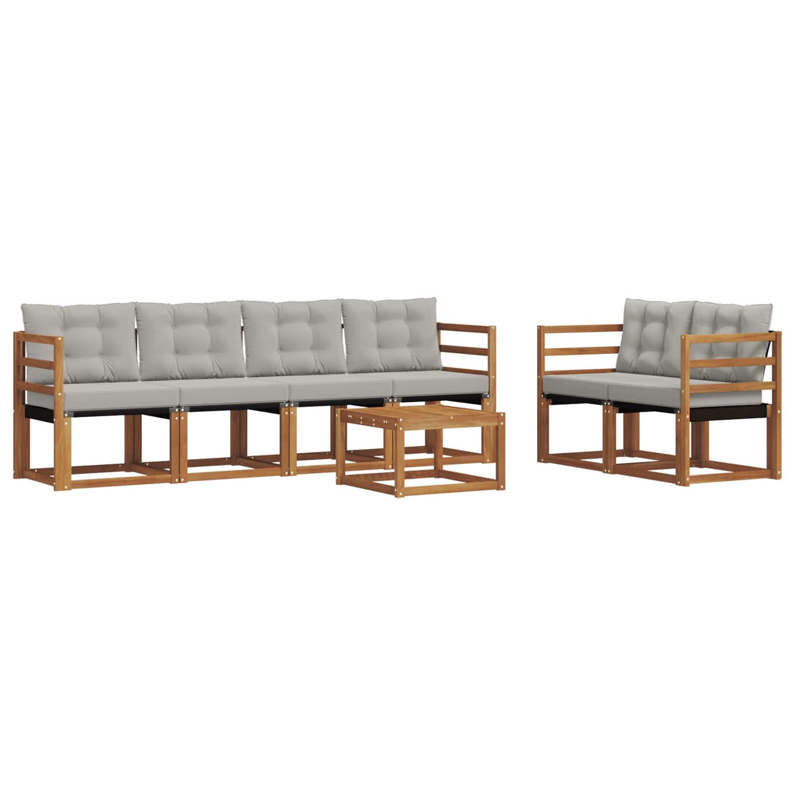Outdoor-Sofagarnitur mit Kissen 7 pcs Natürlich und Hellgrau
