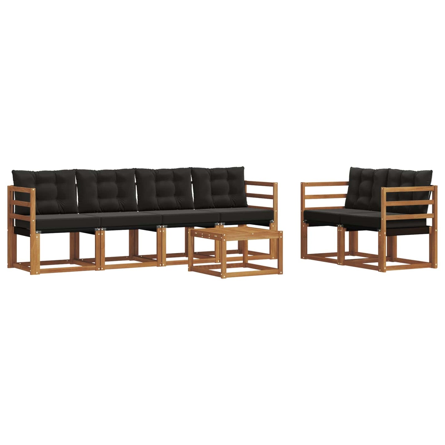 Outdoor-Sofagarnitur mit Kissen 7 pcs Natürlich und Schwarz