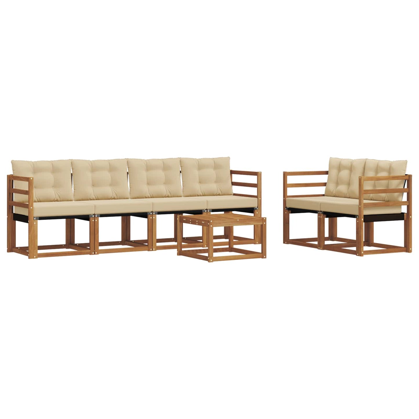 Outdoor-Sofagarnitur 7 stk. Natur und Beige